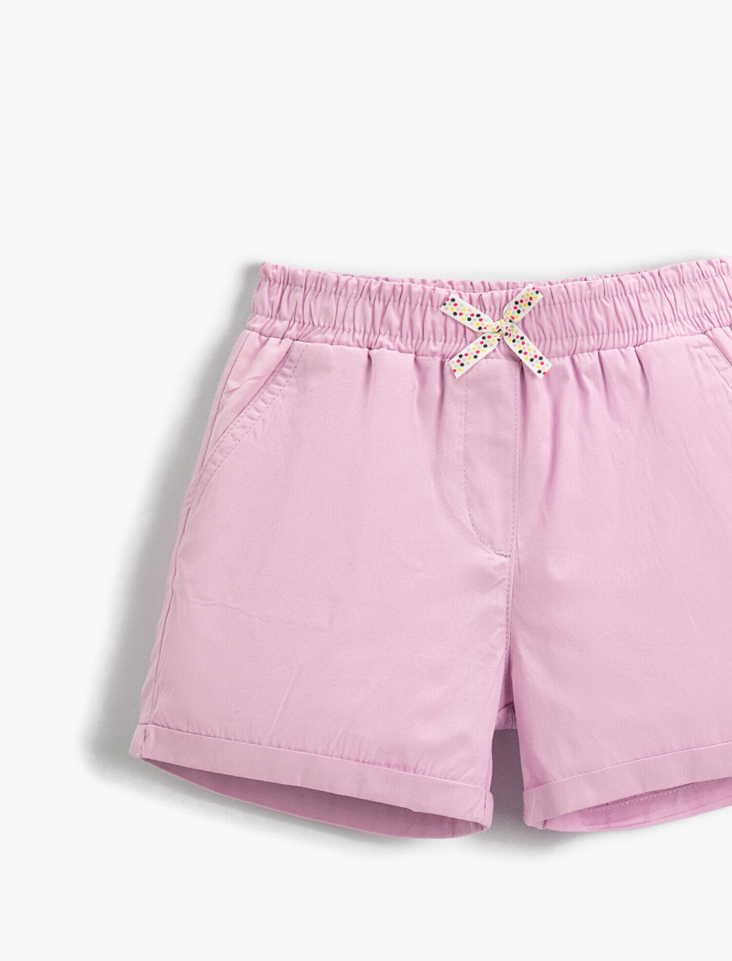  Kız Çocuk Basic Fiyonklu Şort Pamuklu