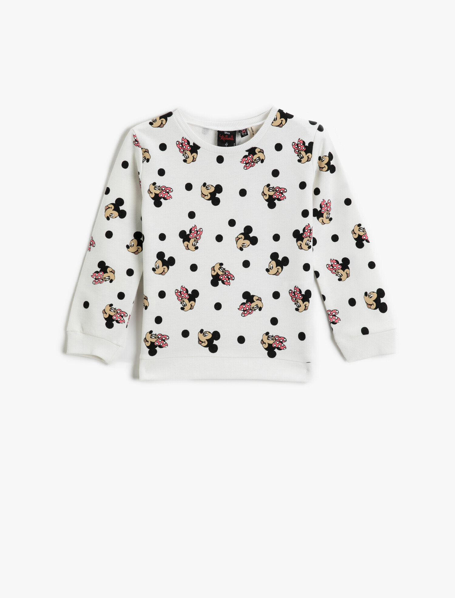  Kız Bebek Minnie Mouse Baskılı Sweatshirt Bisiklet Yaka Lisanslı Pamuklu