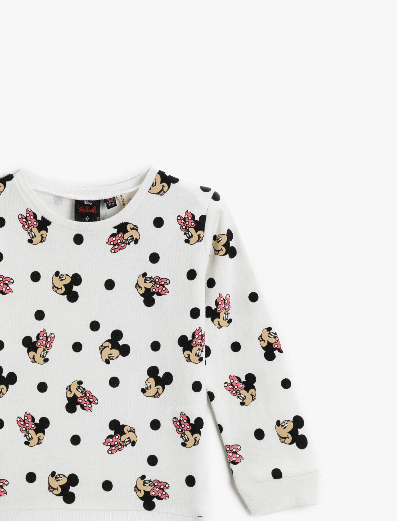  Kız Bebek Minnie Mouse Baskılı Sweatshirt Bisiklet Yaka Lisanslı Pamuklu