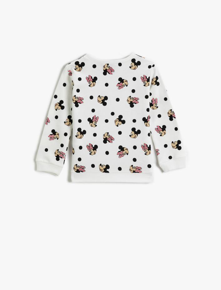 Kız Bebek Minnie Mouse Baskılı Sweatshirt Bisiklet Yaka Lisanslı Pamuklu