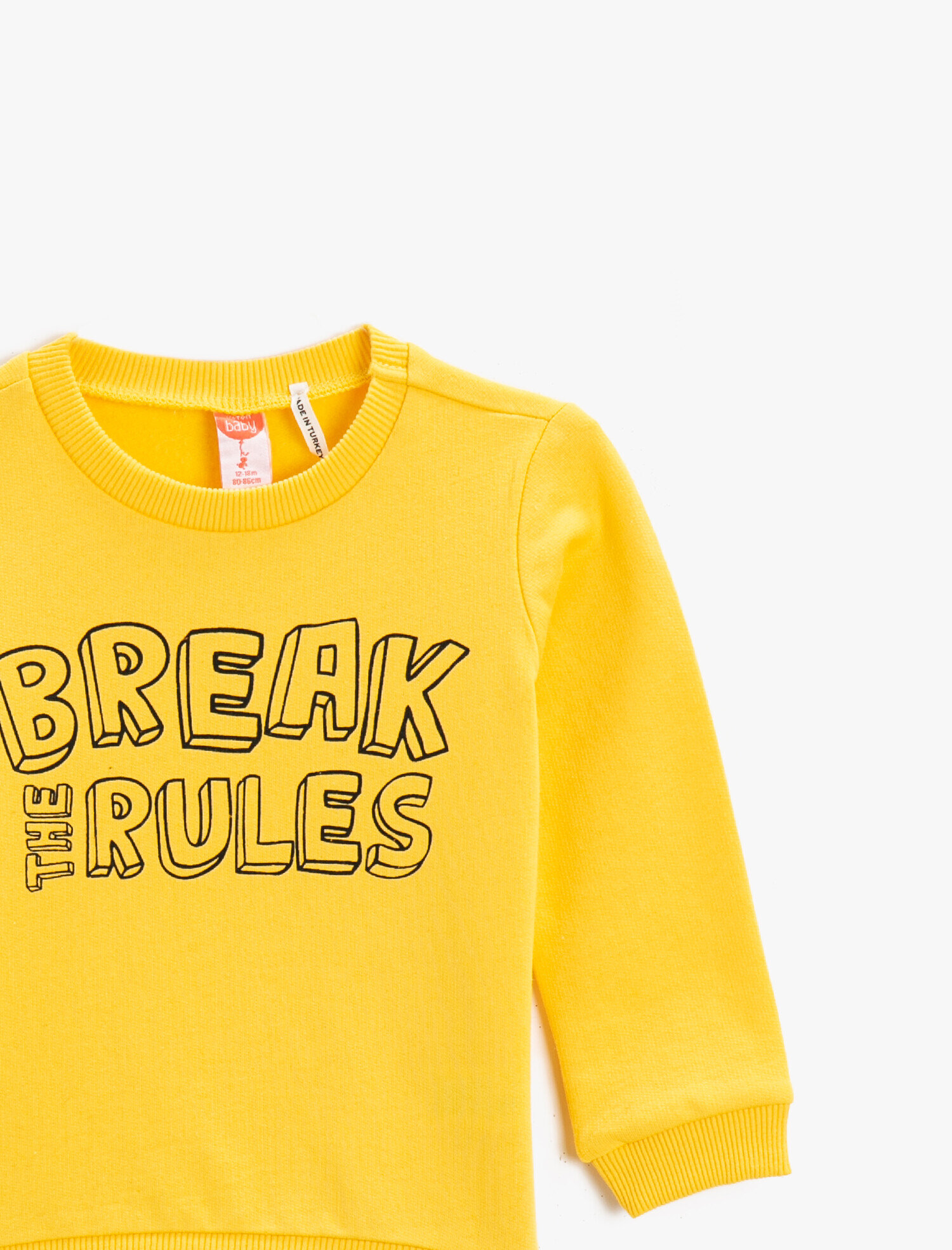  Erkek Bebek Yazı Baskılı Bisiklet Yaka Sweatshirt Pamuklu