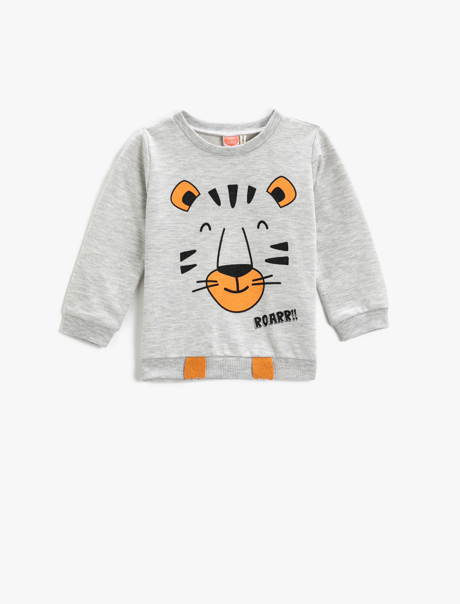  Erkek Bebek Hayvan Baskılı Sweatshirt Bisiklet Yaka