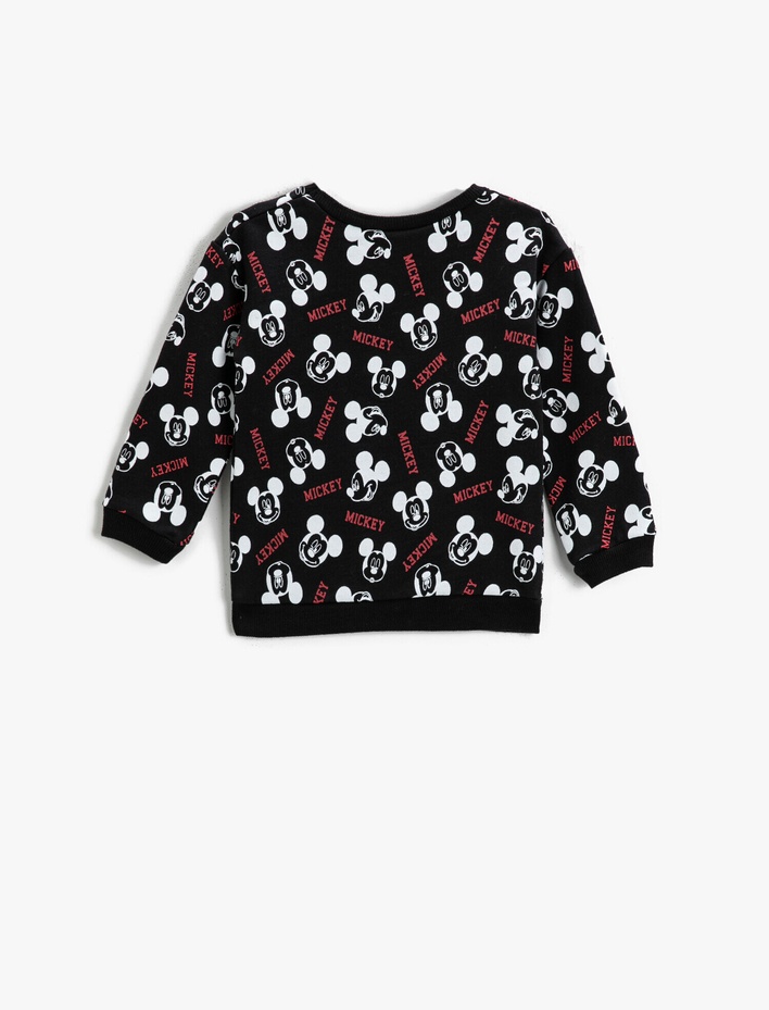 Erkek Bebek Mickey Mouse Baskılı Sweatshirt Bisiklet Yaka Lisanslı Pamuklu