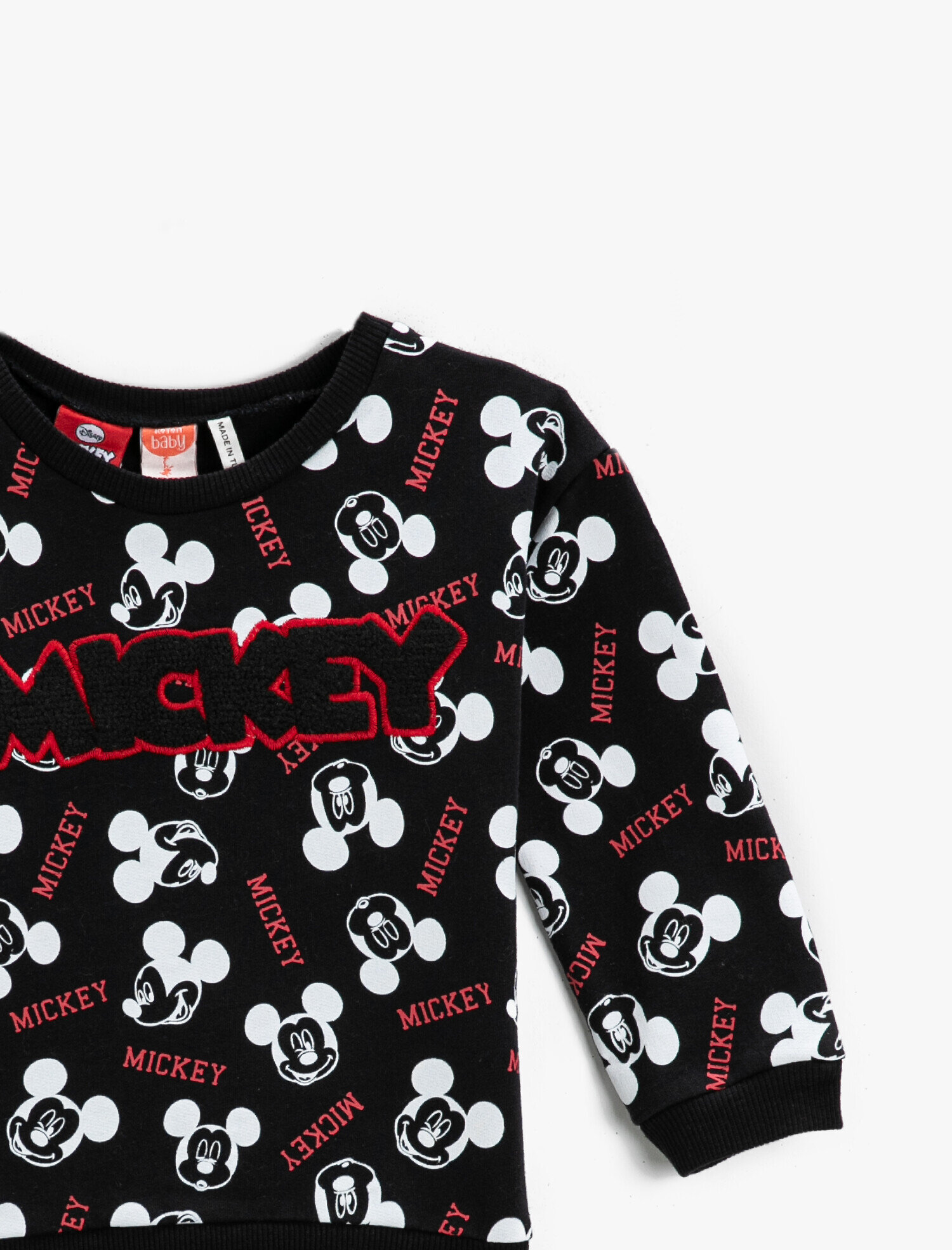  Erkek Bebek Mickey Mouse Baskılı Sweatshirt Bisiklet Yaka Lisanslı Pamuklu