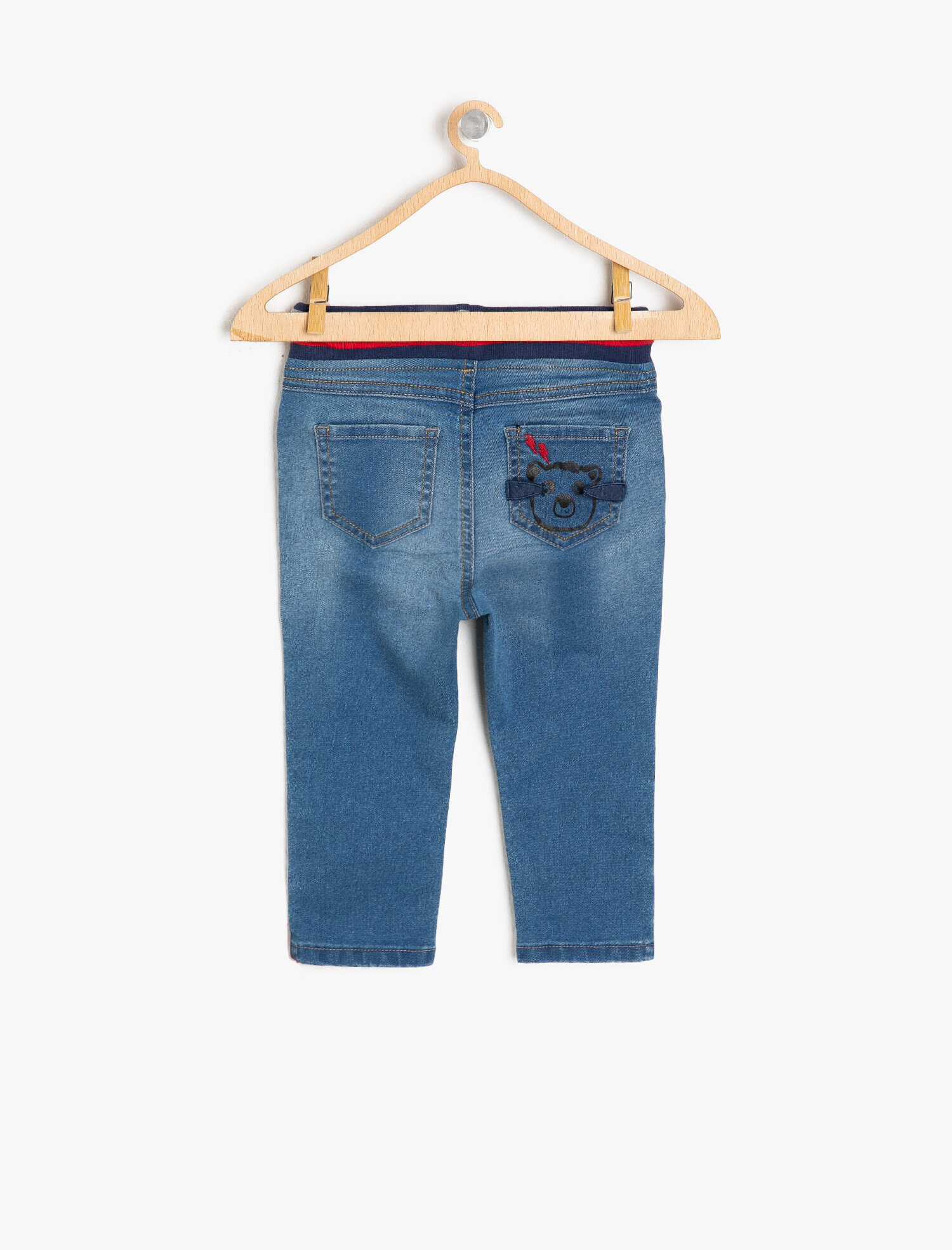  Erkek Bebek Beli Bağlamalı Jean Pantolon