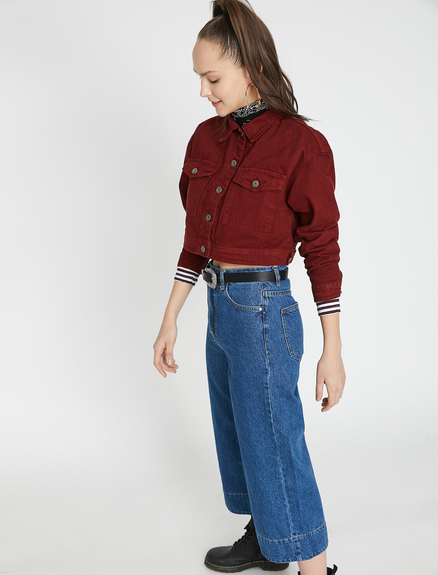   Cep Detaylı Jean Ceket