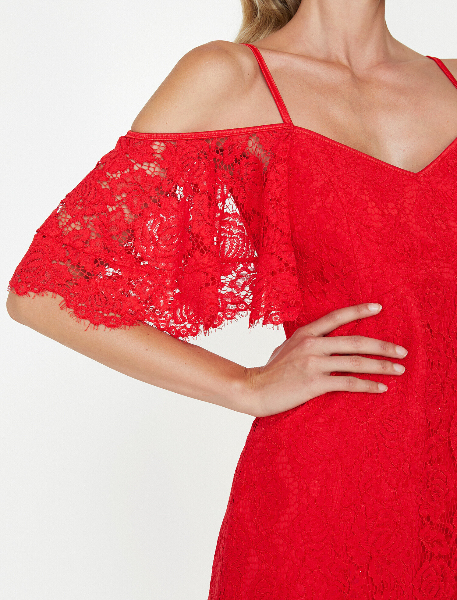   Dantel Detaylı Abiye Elbise