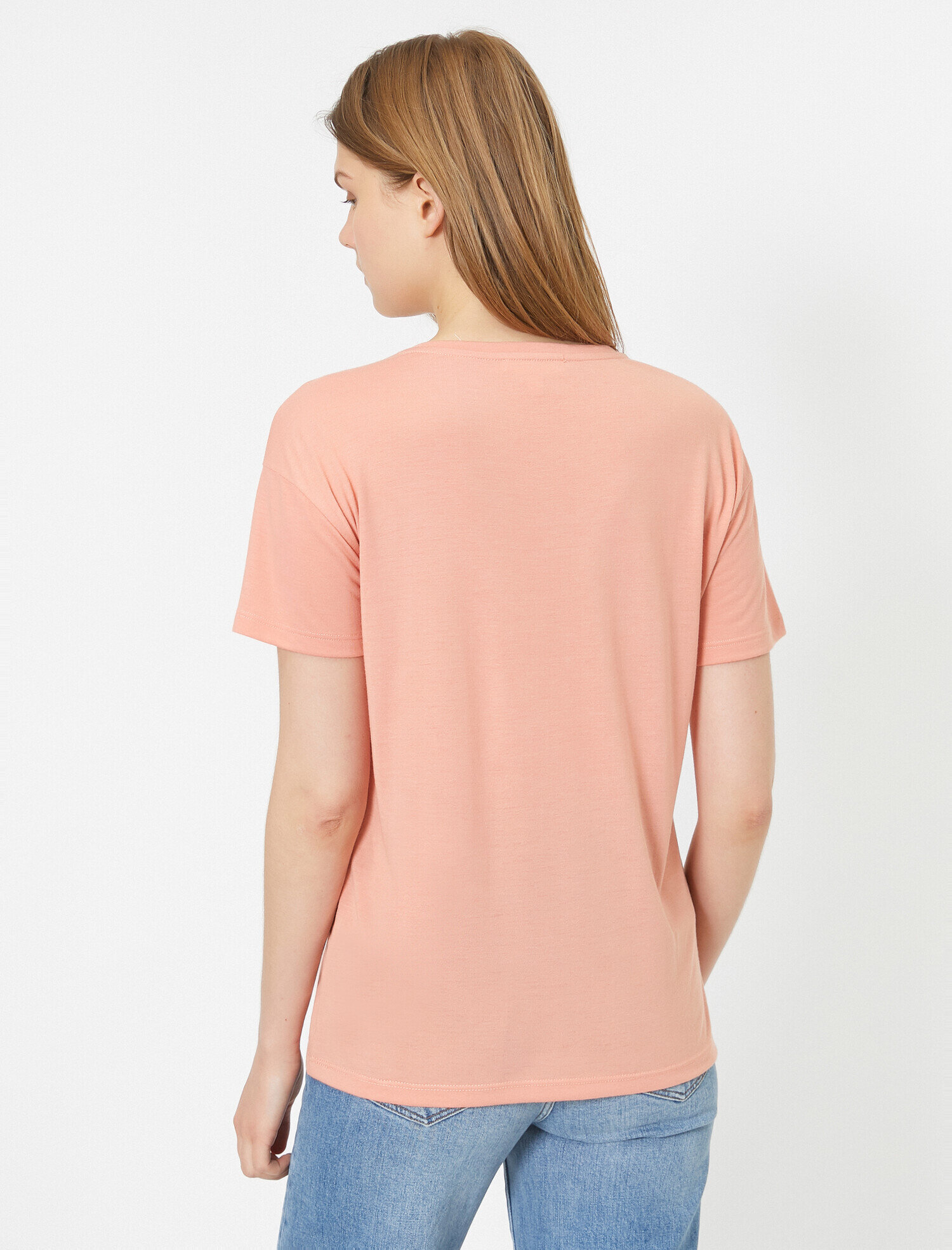   Yıldız Pul Payet Detaylı Geniş Kalıp Bisiklet Yaka Tişört