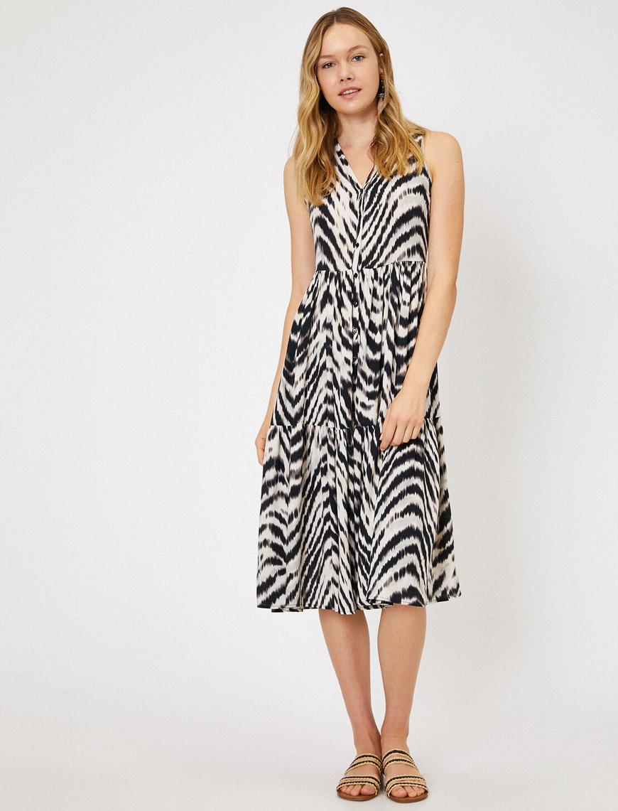   Zebra Desenli Elbise