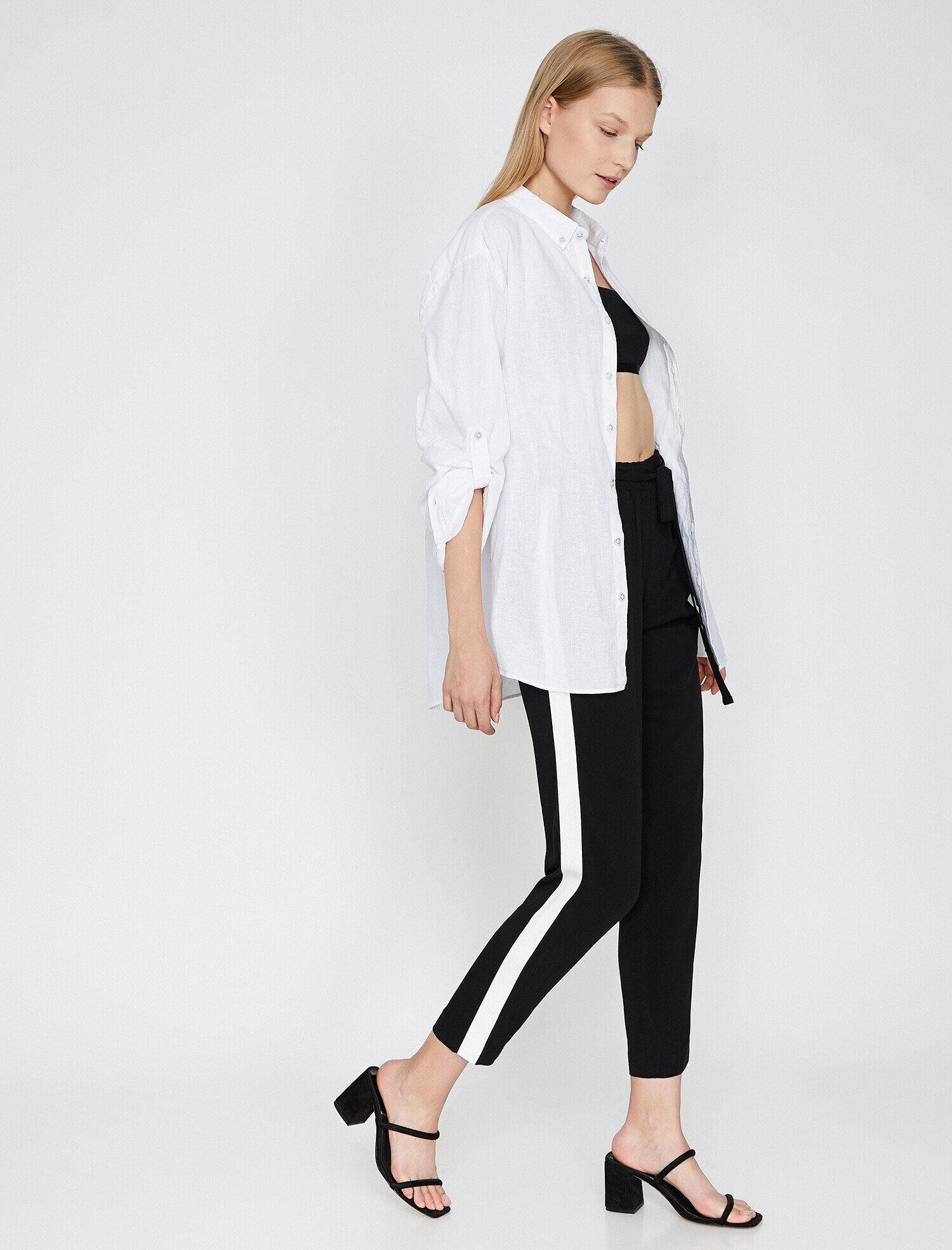   Bağcıklı Şerit Detaylı Pantolon