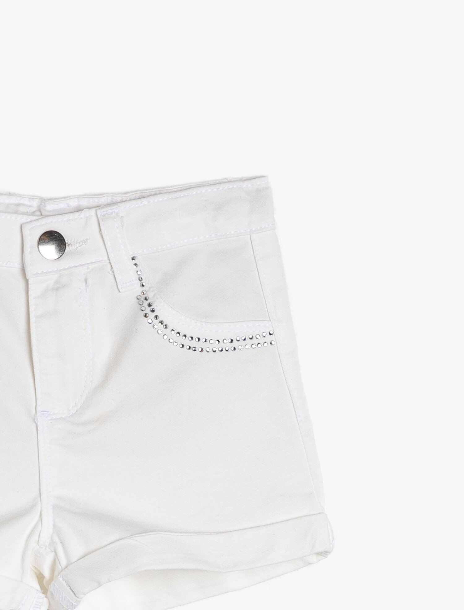 Kız Çocuk Gabardin Kısa Şort İşleme Detaylı
