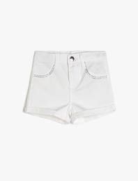 Gabardin Kısa Şort İşleme Detaylı