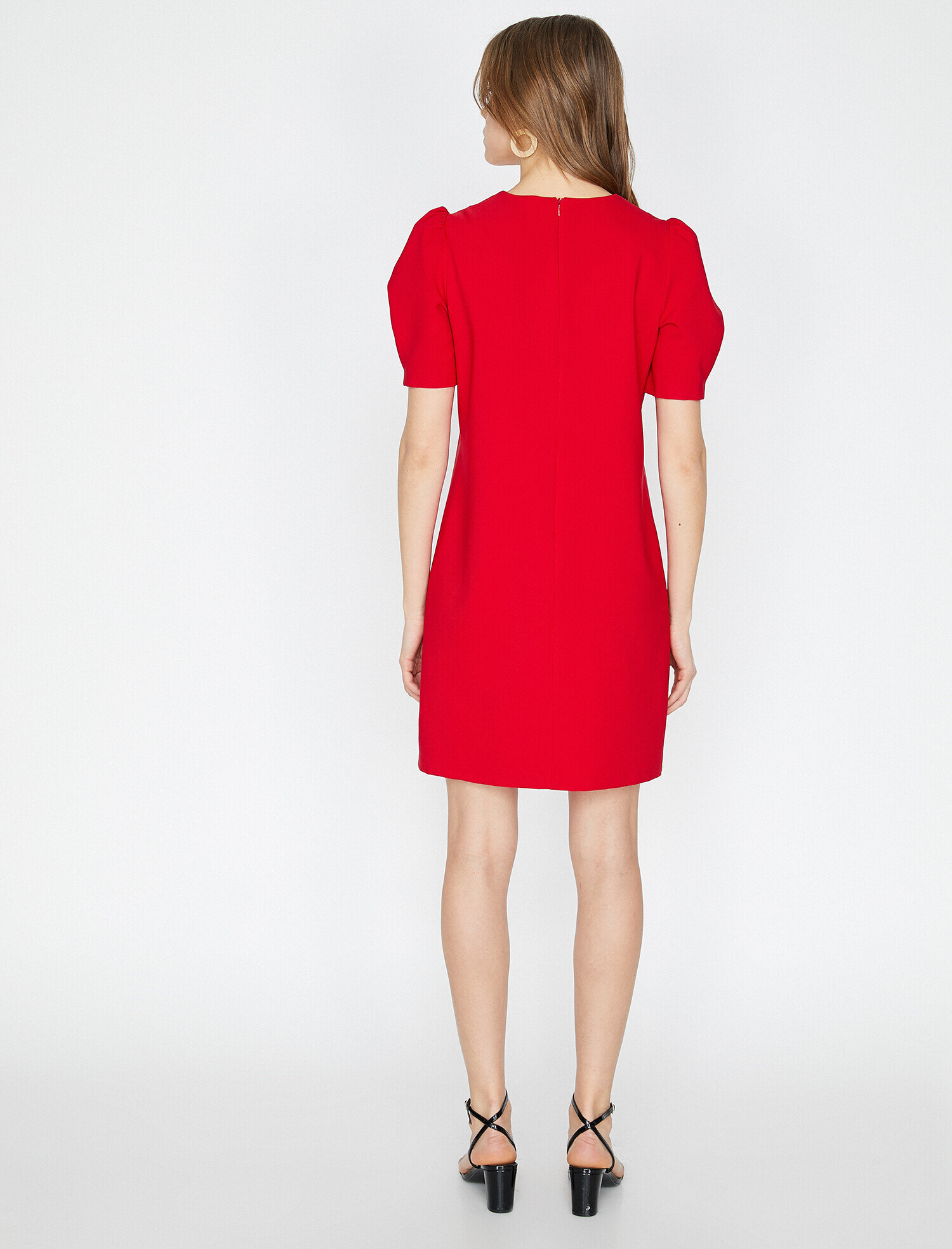   Kısa Balon Kollu Kısa Elbise