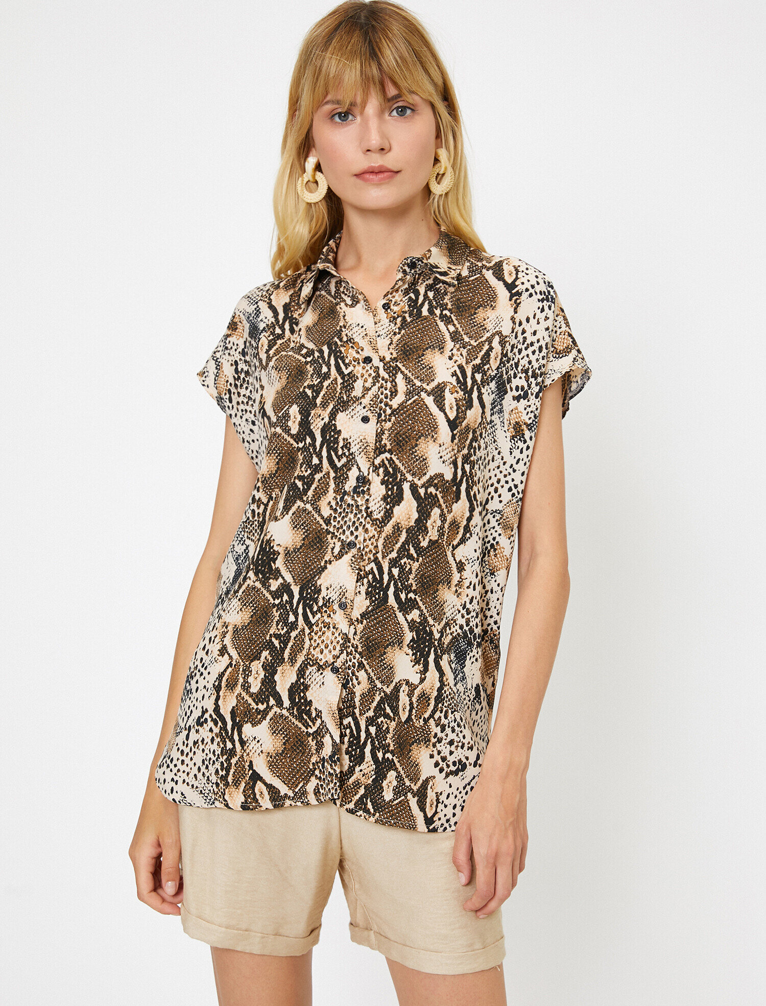   Yılan Derisi Desenli Bluz