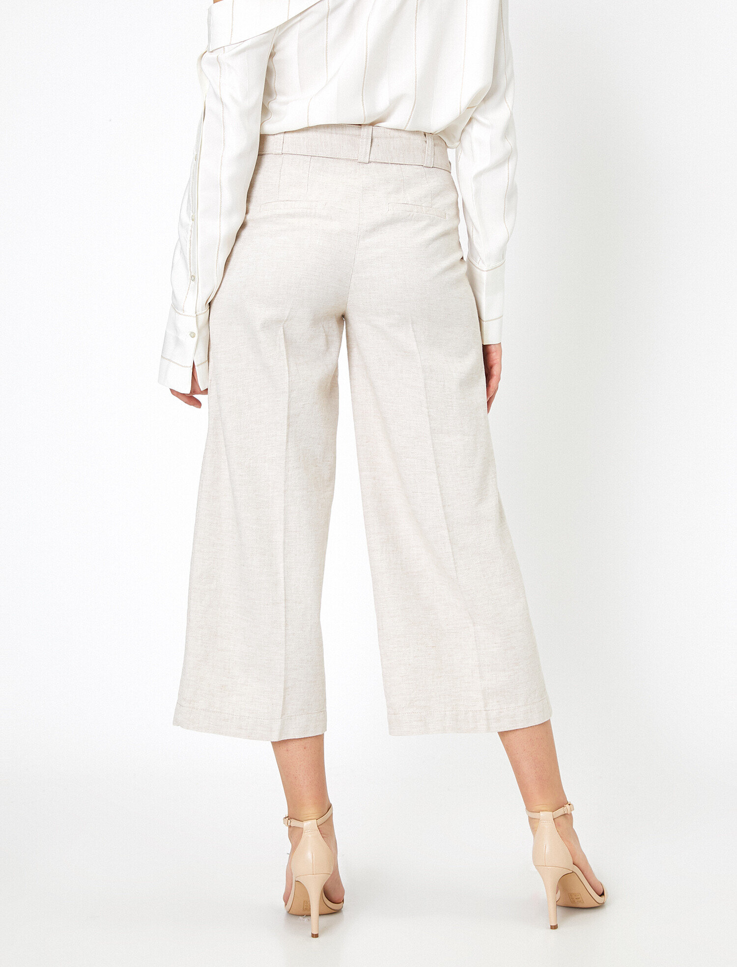   Normal Bel Cep Detaylı  Keten Karışımlı Pantolon