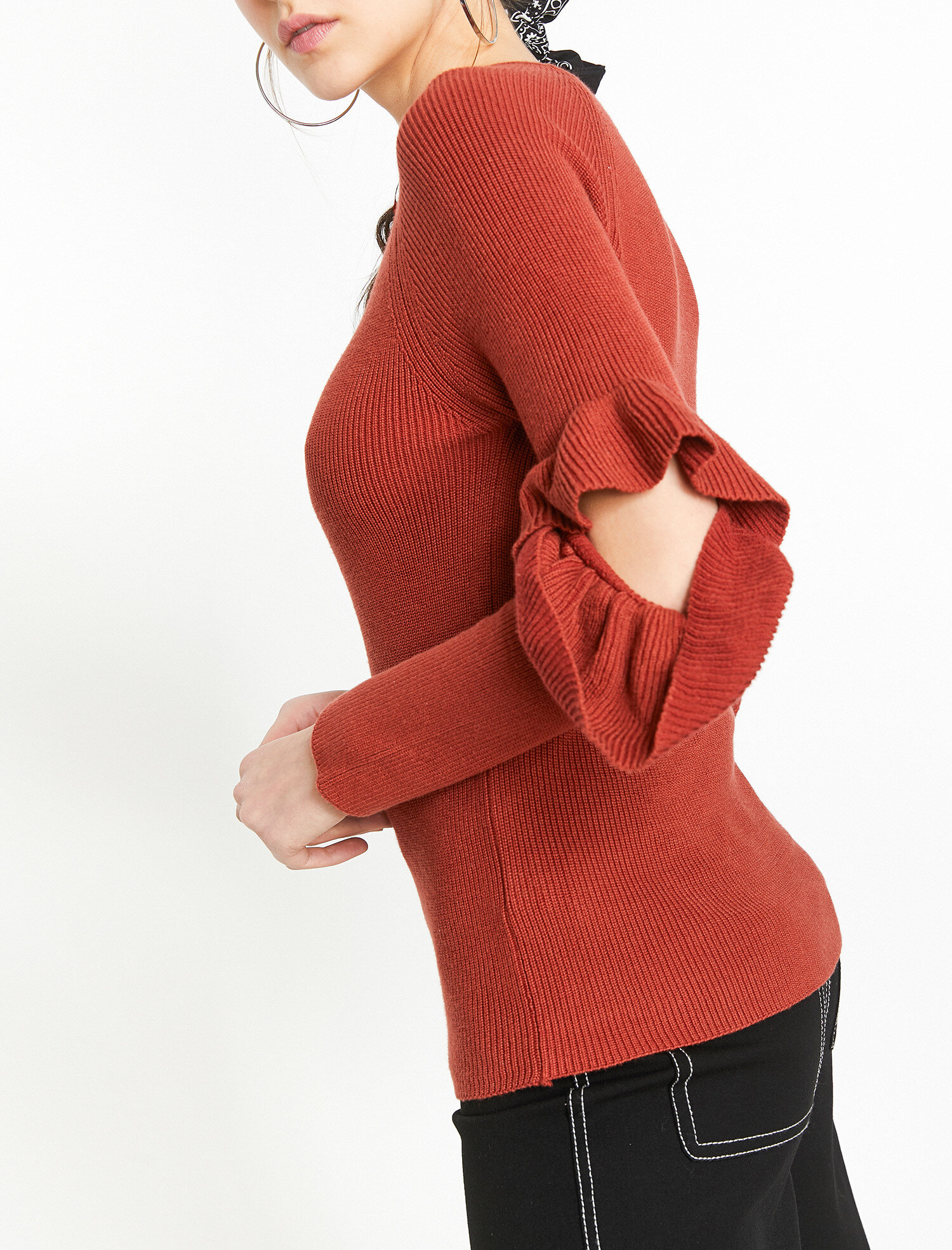   Kol Detaylı Triko Kazak