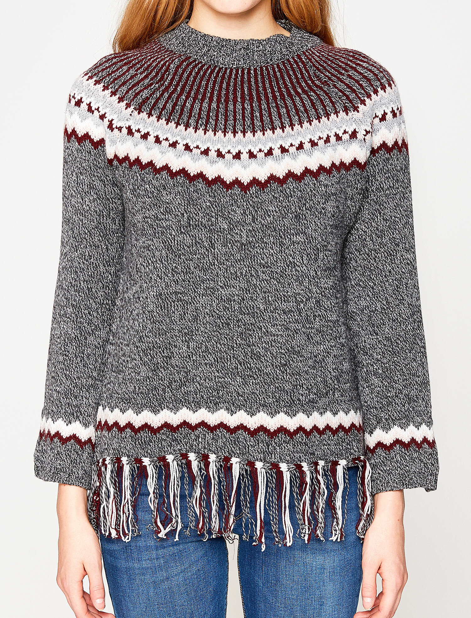   Püskül Detaylı Triko Tunik