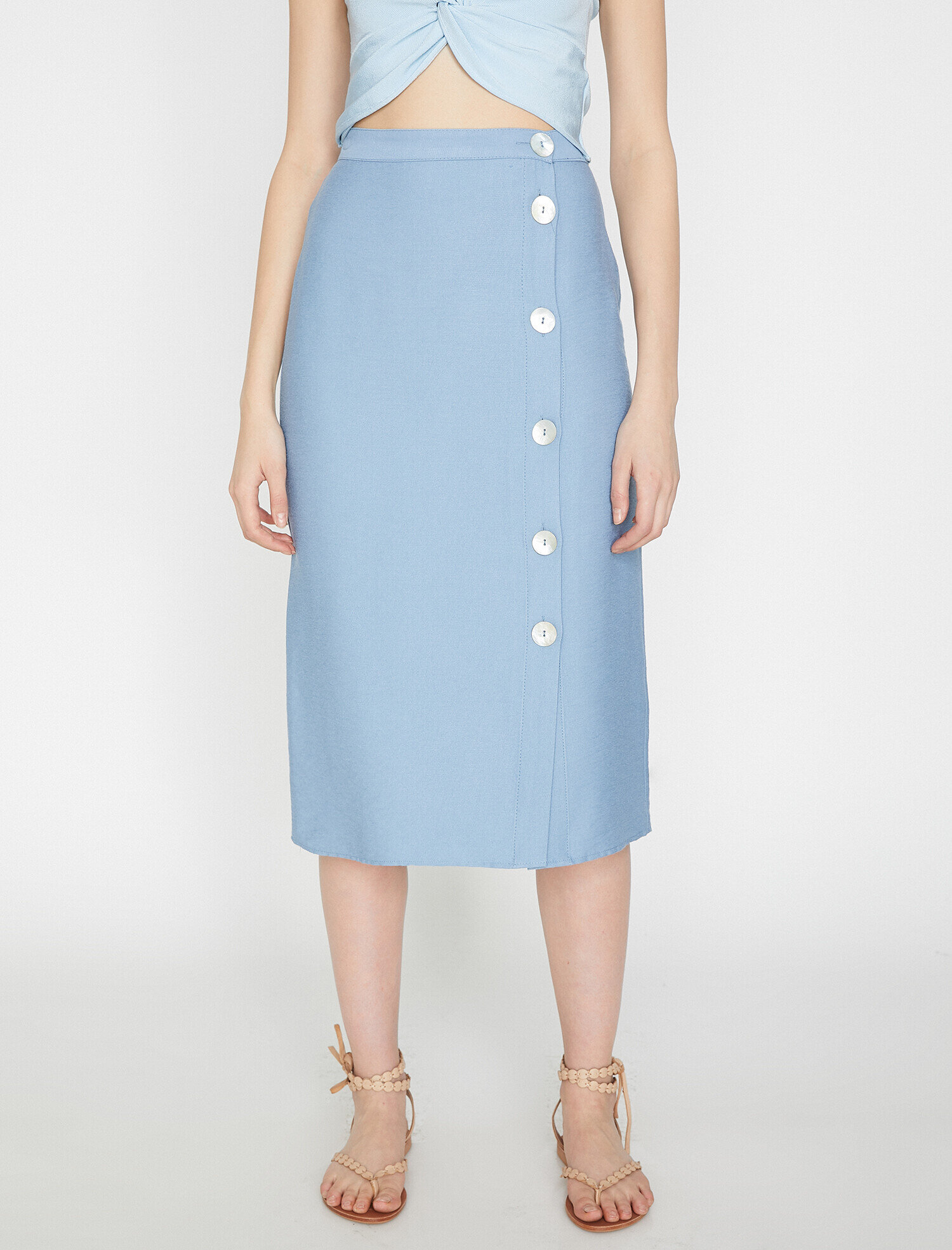   Düğme Detaylı Etek