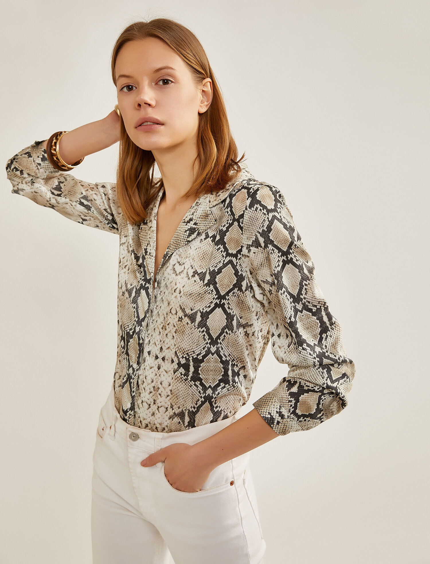   Yılan Derisi Desenli Gömlek