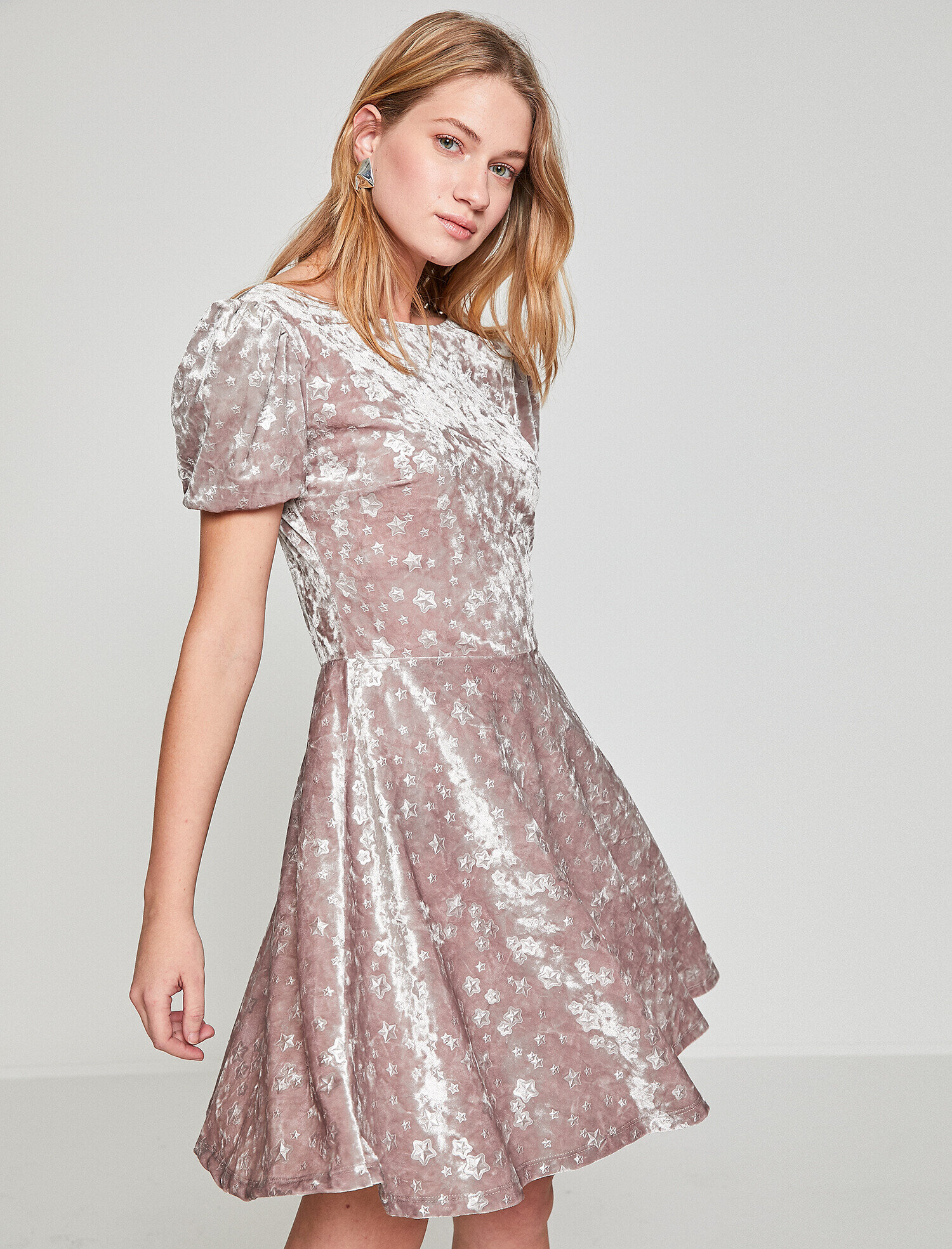   Desenli Kadife Elbise