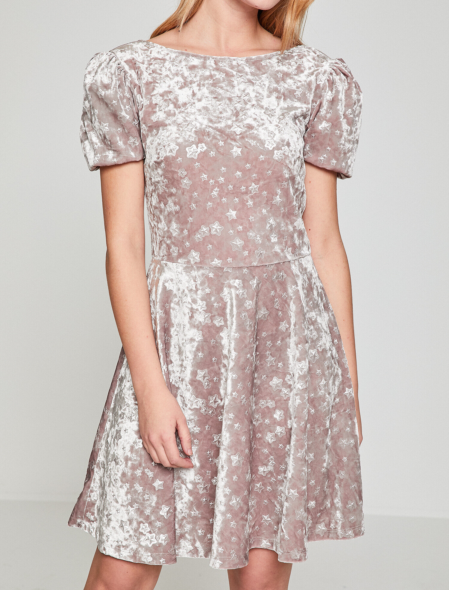   Desenli Kadife Elbise