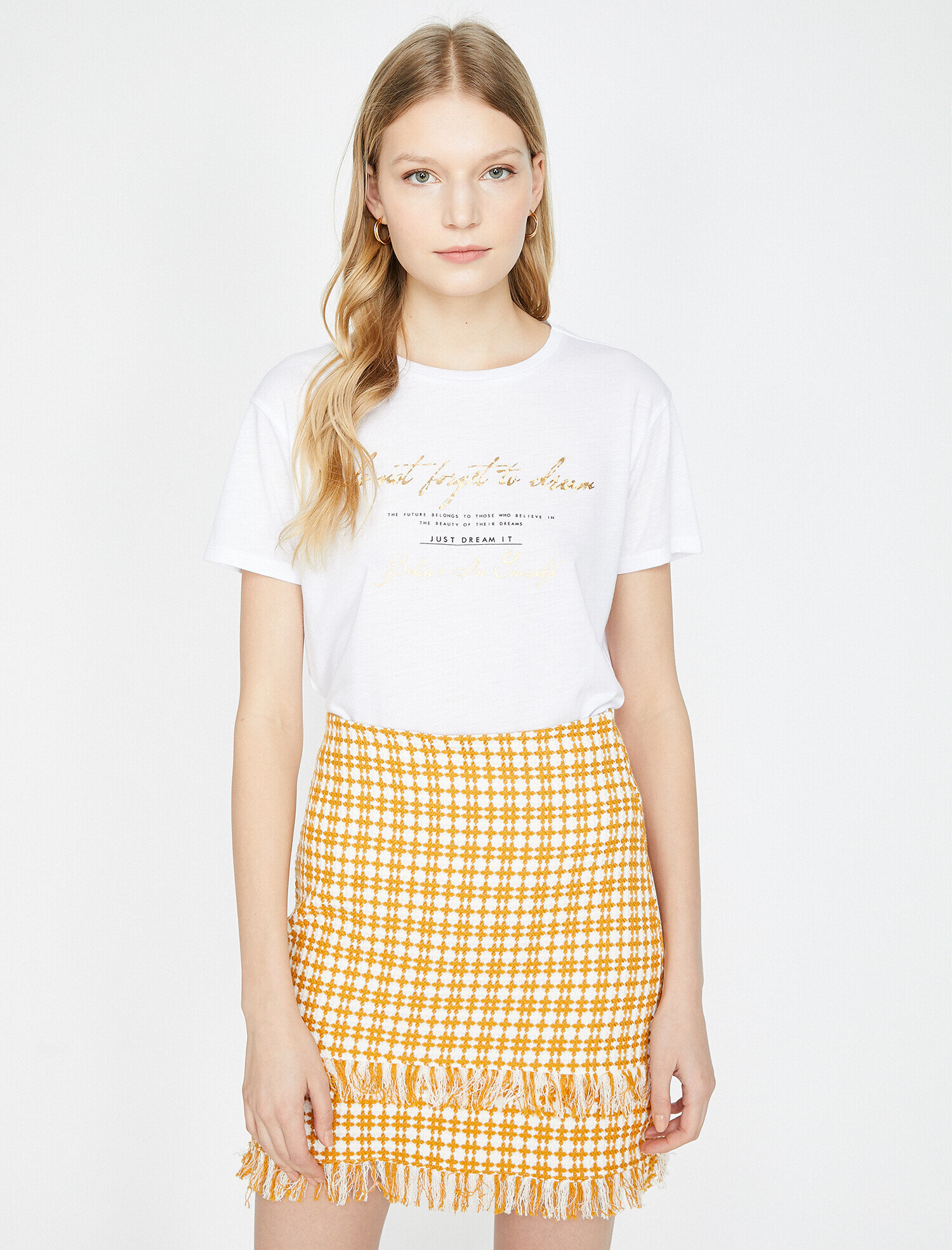   Varak Yazı Baskılı Bisiklet Yaka Standart Kalıp Tişört