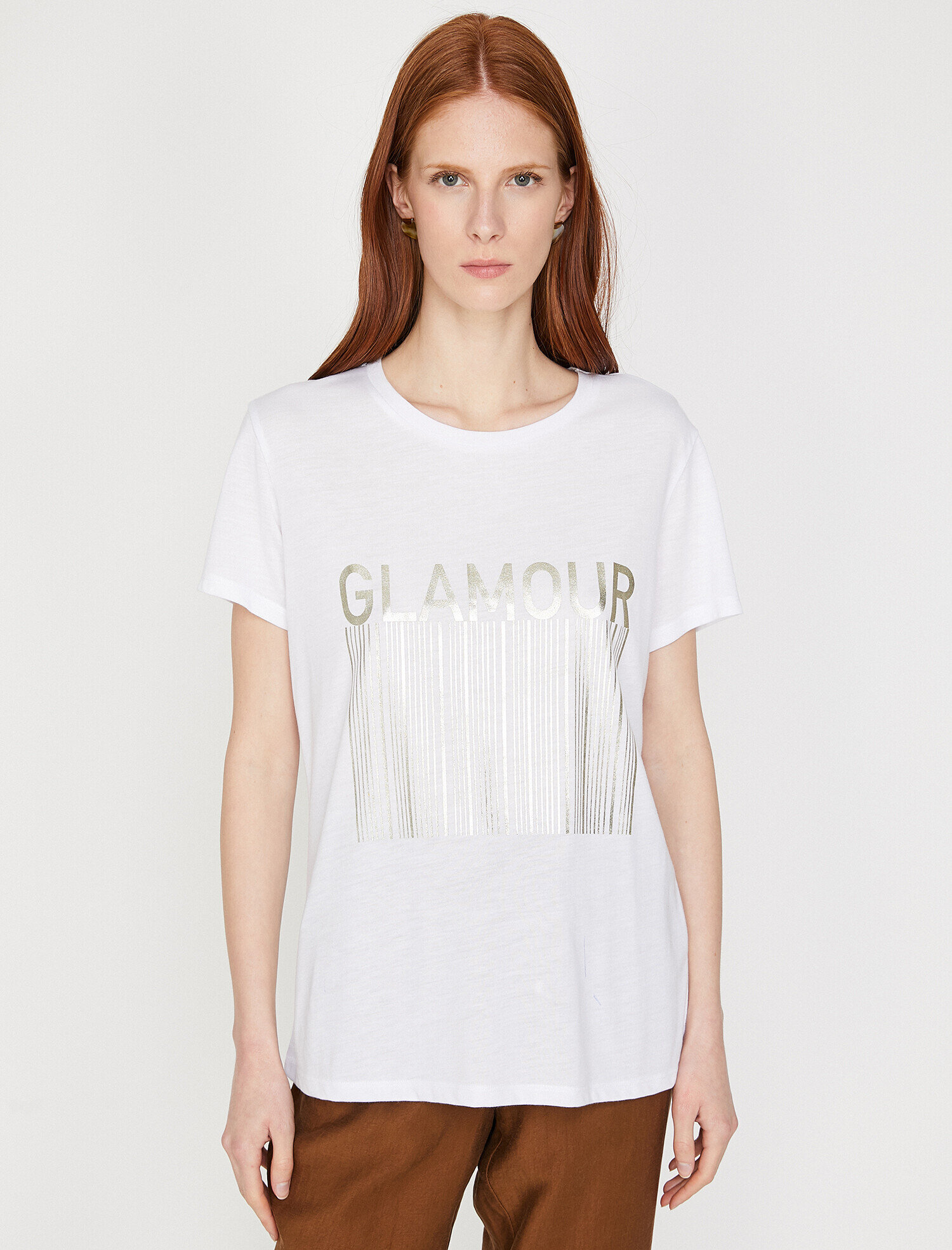   Varak Baskılı Bisiklet Yaka Standart Kalıp Tişört