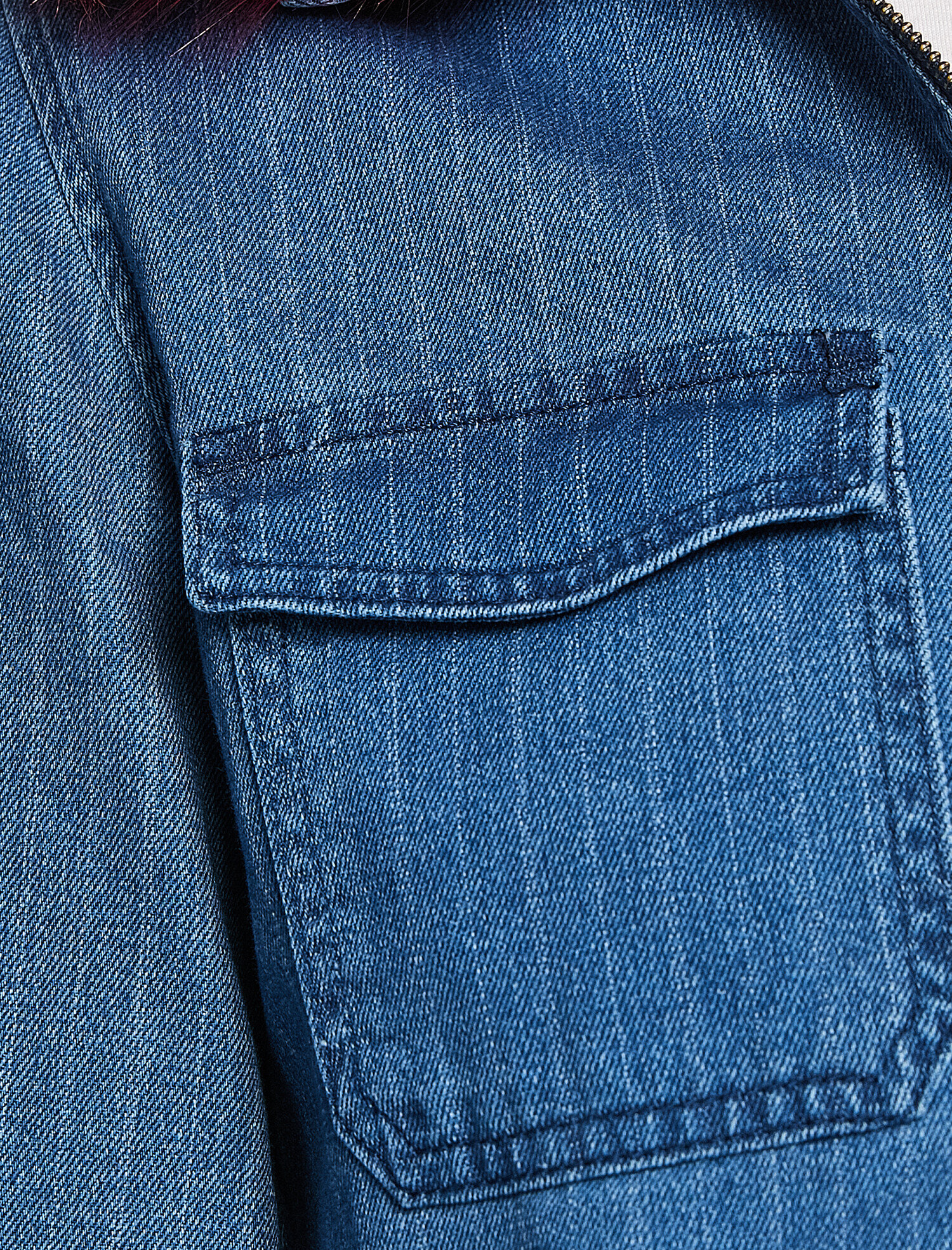   Suni Kürk Detaylı Jean Ceket