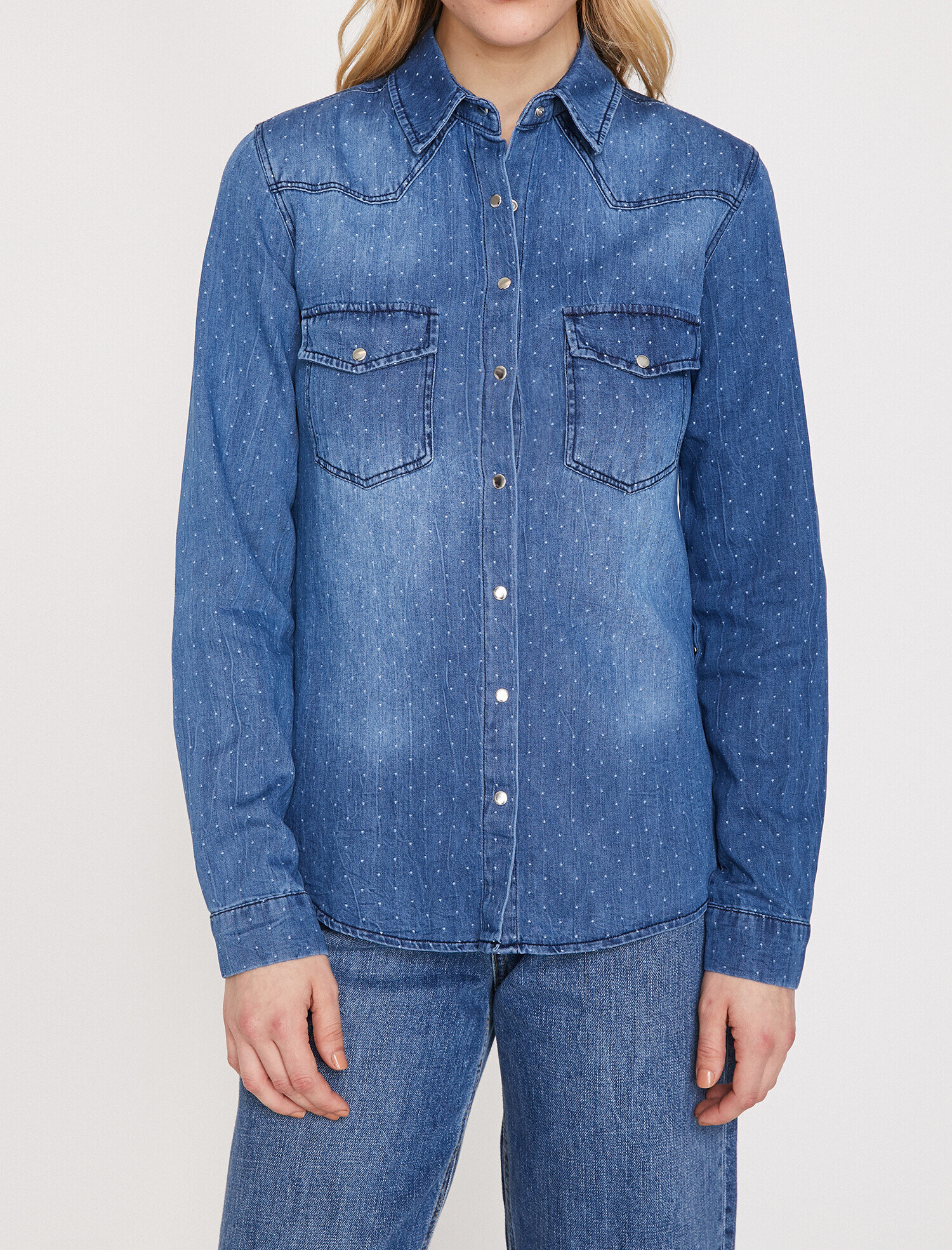   Desenli Jean Gömlek