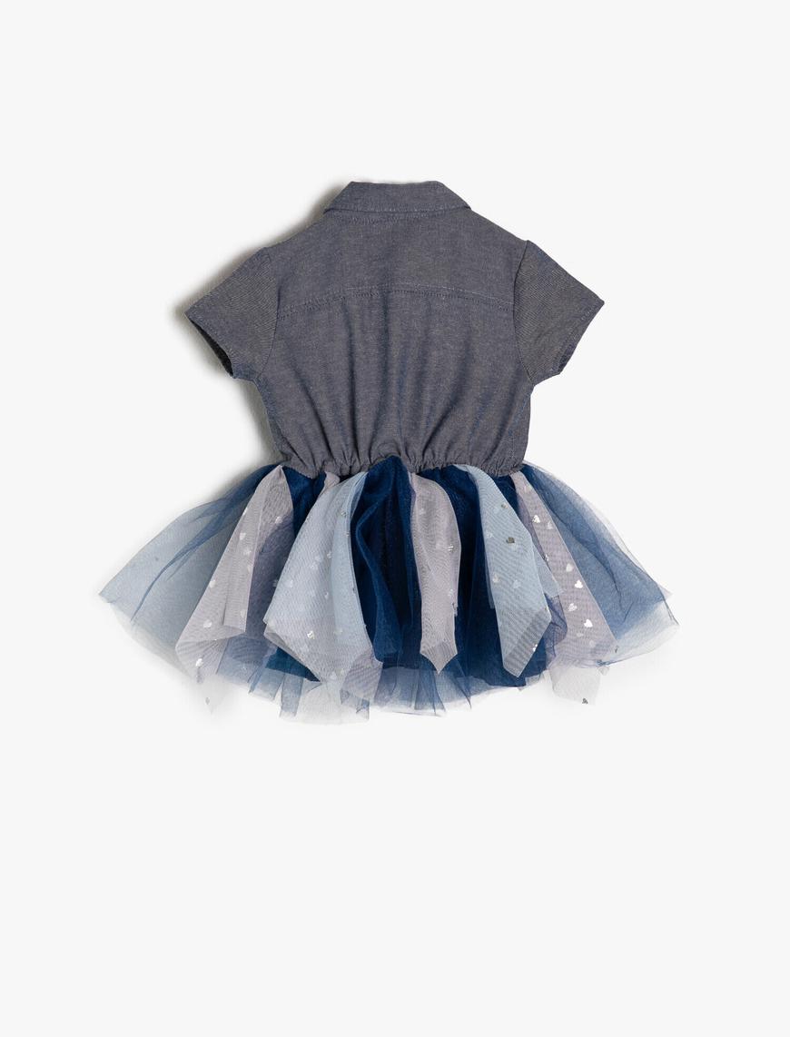  Kız Bebek Tütü Detaylı Jean Elbise