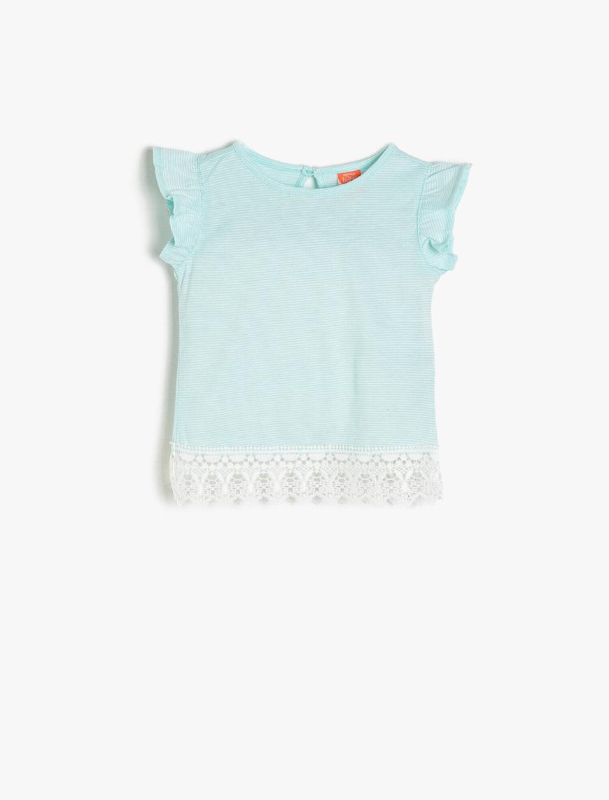  Kız Bebek Dantel Detaylı Tişört