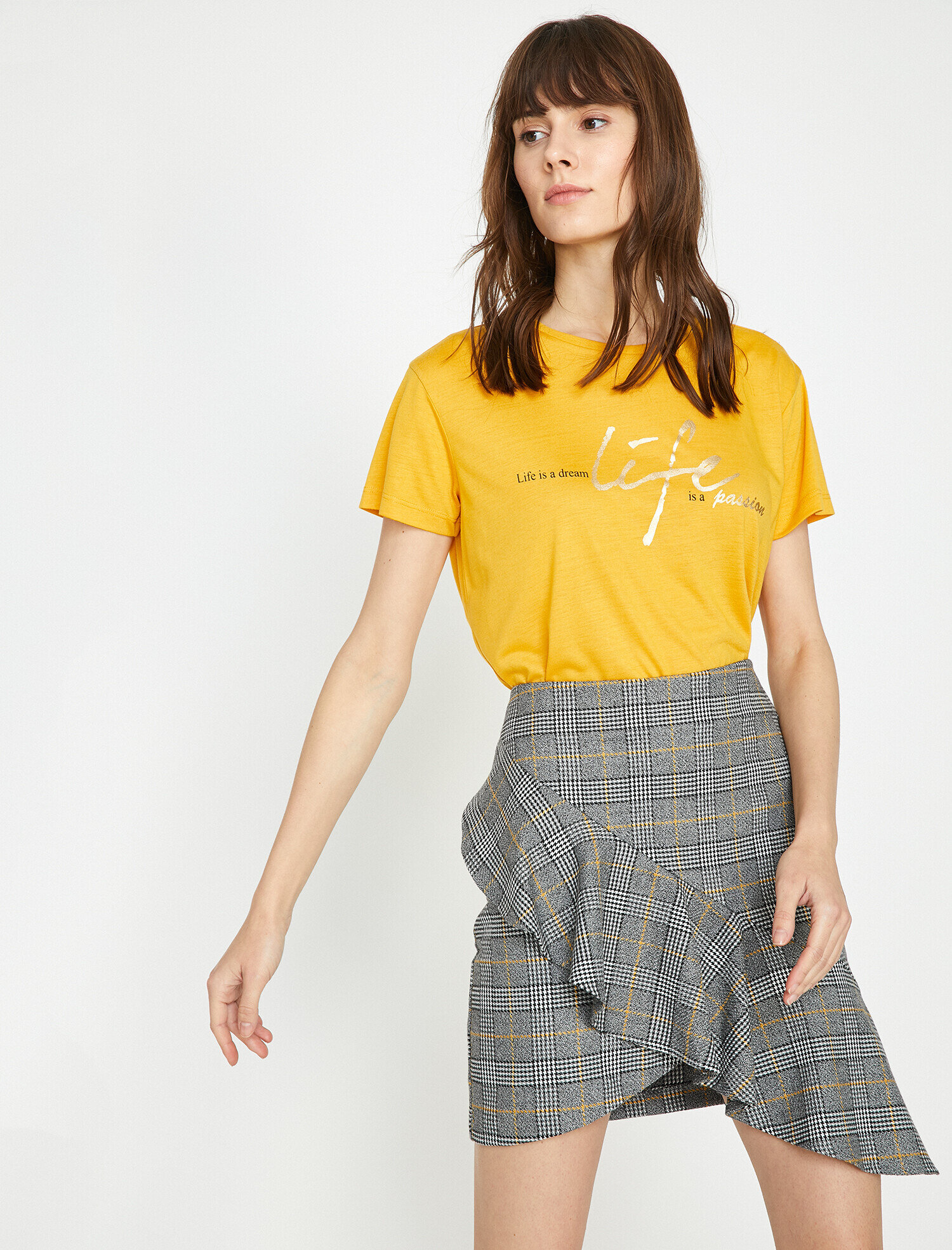   Varak Yazı Baskılı Bisikler Yaka Standart Kalıp Tişört