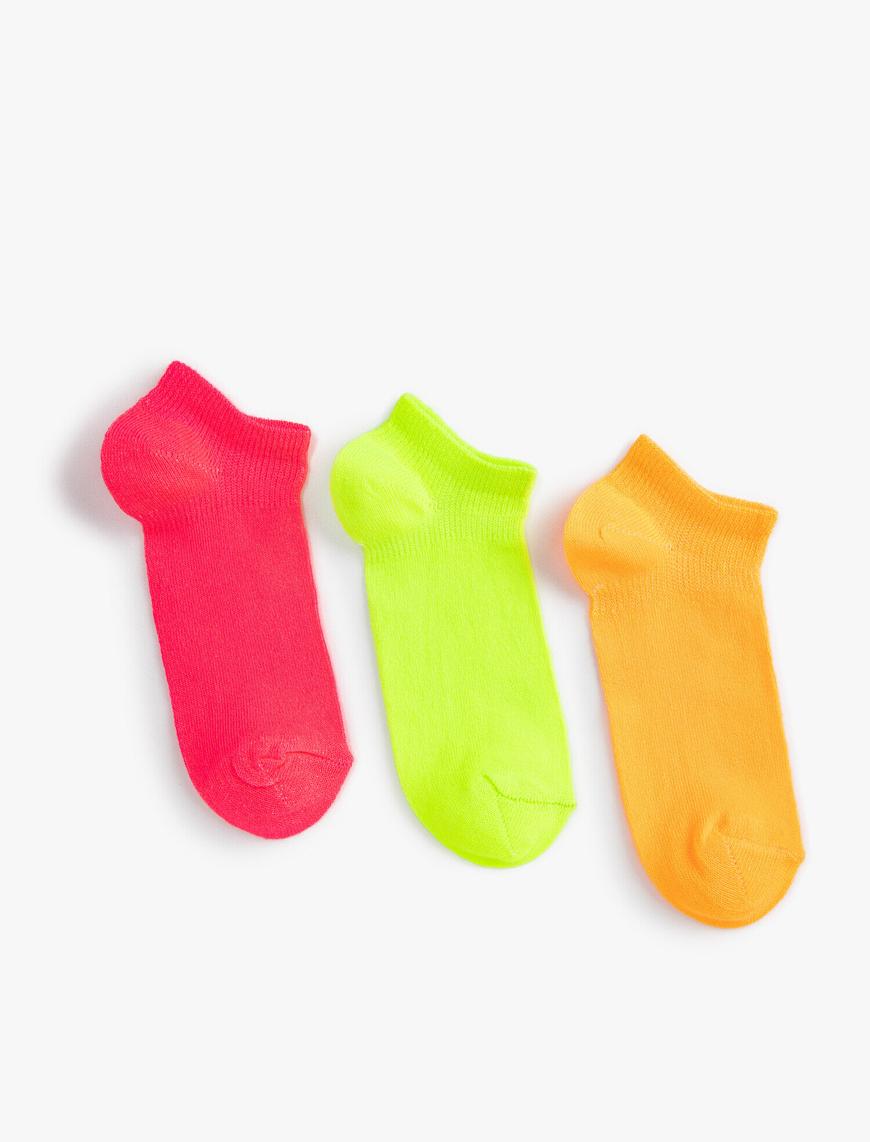  Kız Çocuk 3'lü Kısa Çorap Renkli 3'lü
