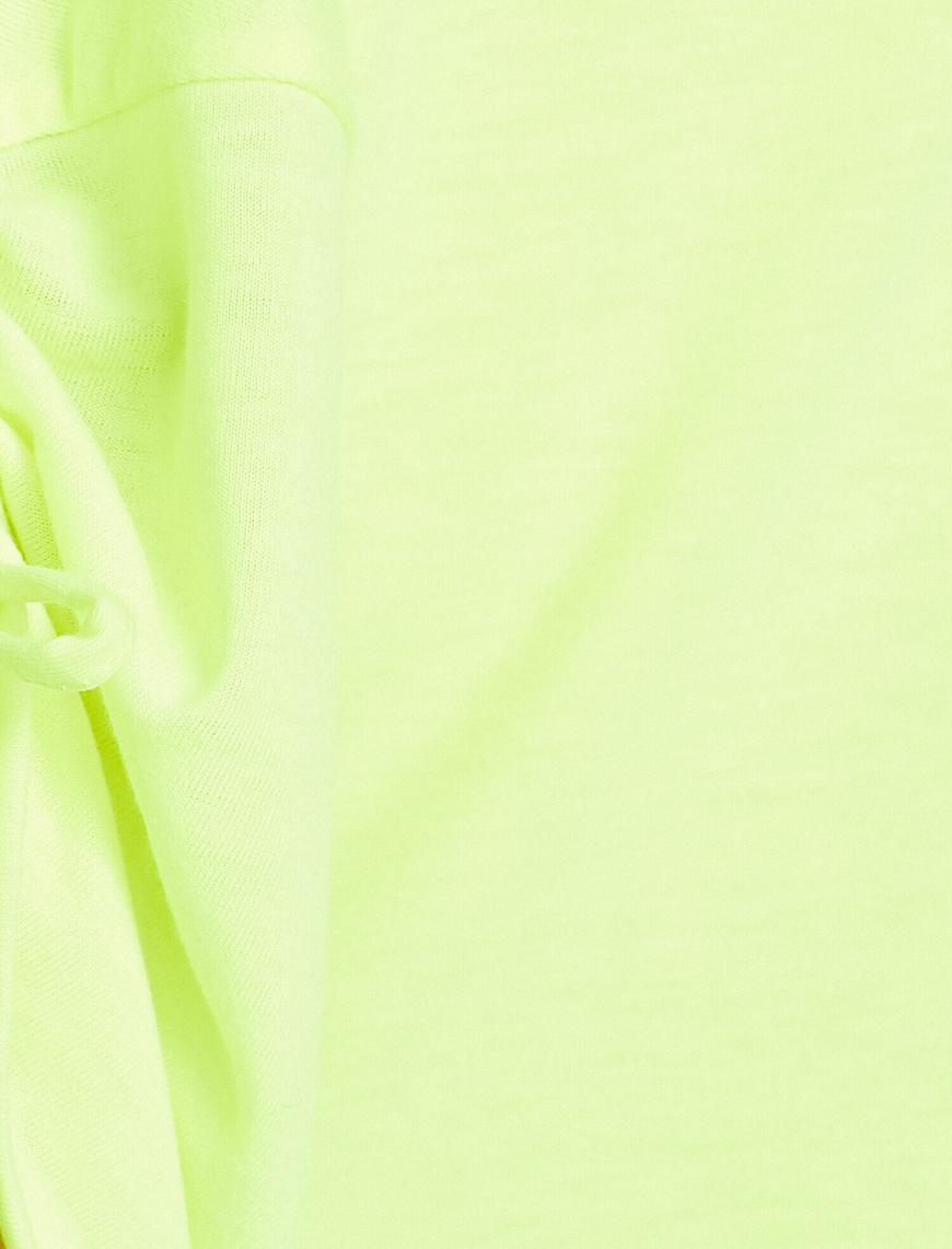   Kol Büzgü Detaylı Neon Kısa Tshirt