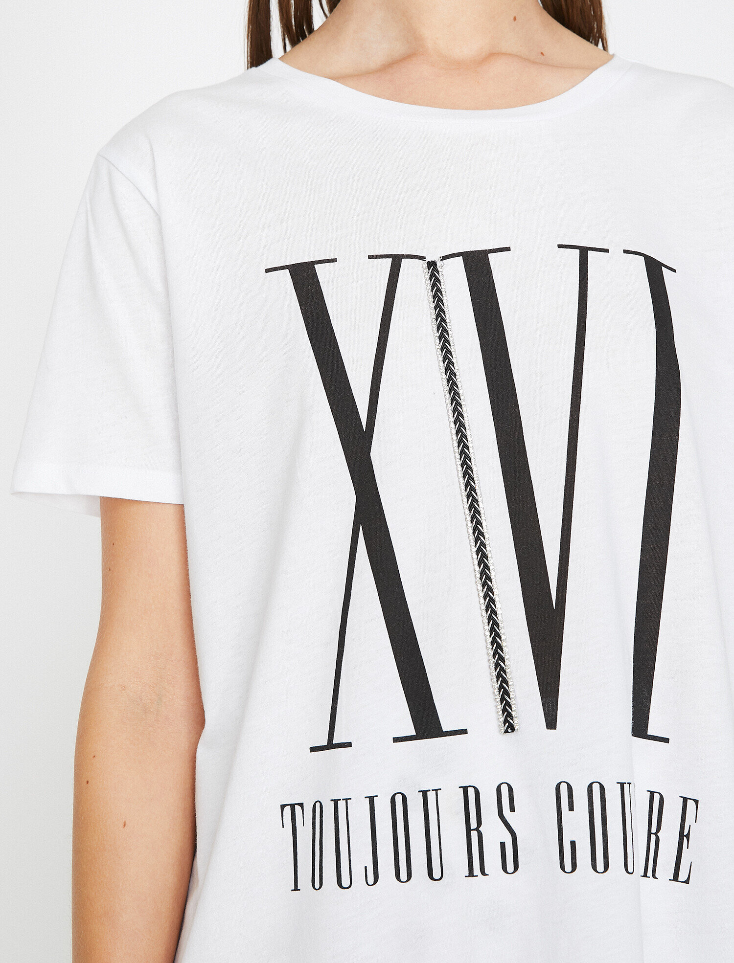   Yazı Baskılı Standart Kalıp Bisiklet Yaka Kısa Kollu Tişört