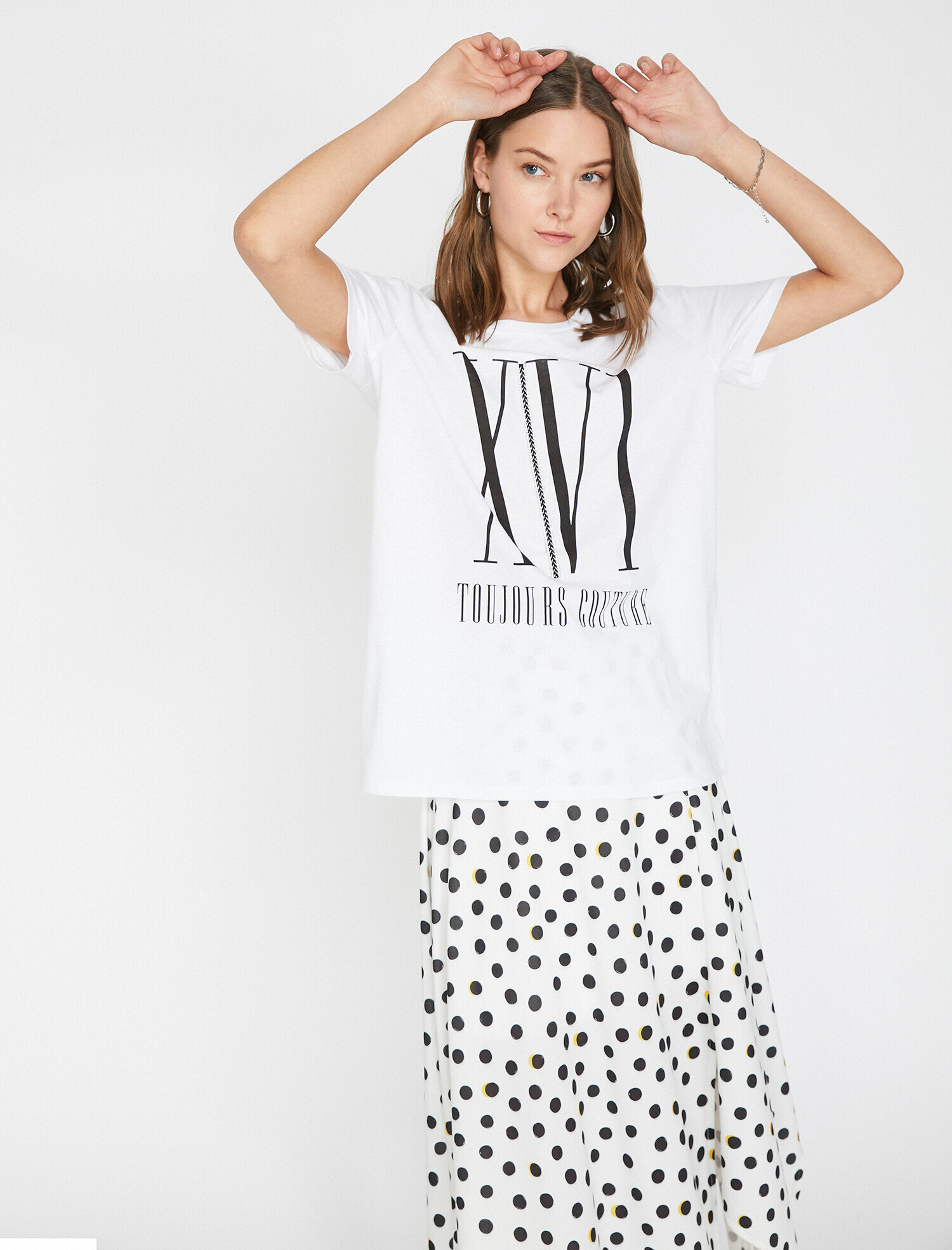   Yazı Baskılı Standart Kalıp Bisiklet Yaka Kısa Kollu Tişört