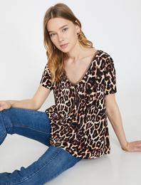 Leopar Desenli Tişört