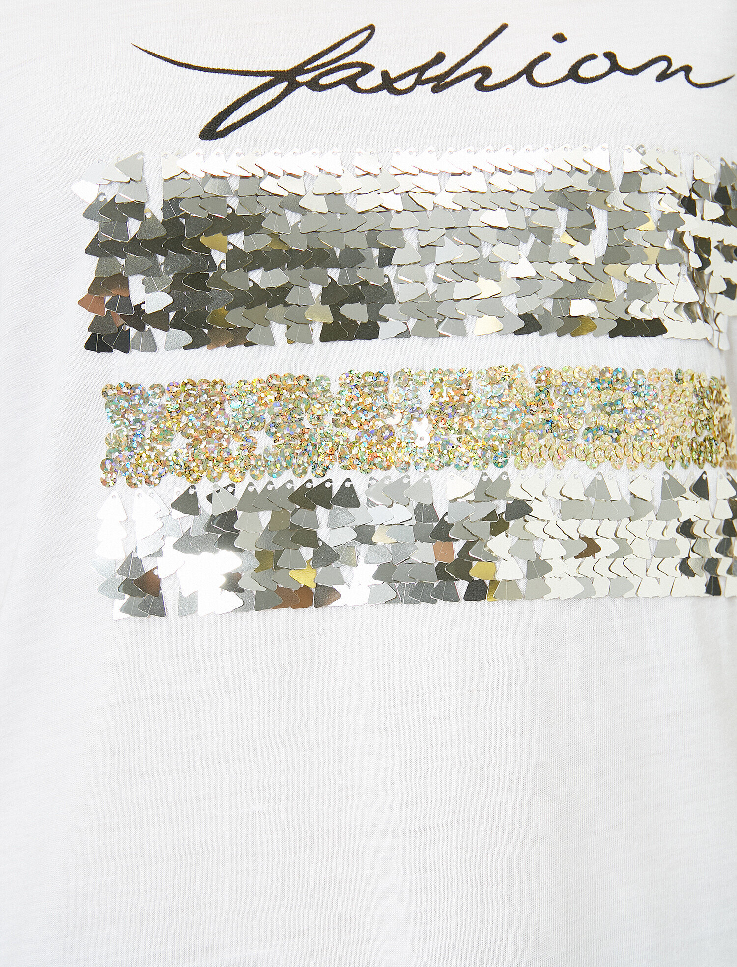   Pul Payet Detaylı Standart Kalıp Bisiklet Yaka Tişört