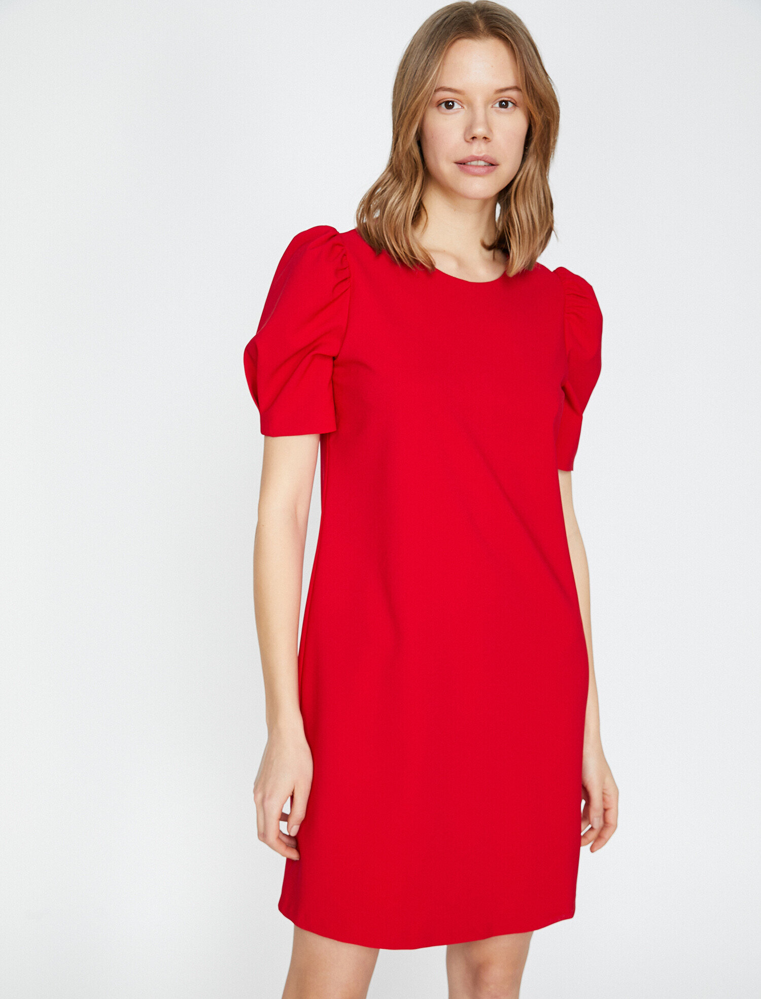   Kısa Balon Kollu Kısa Elbise