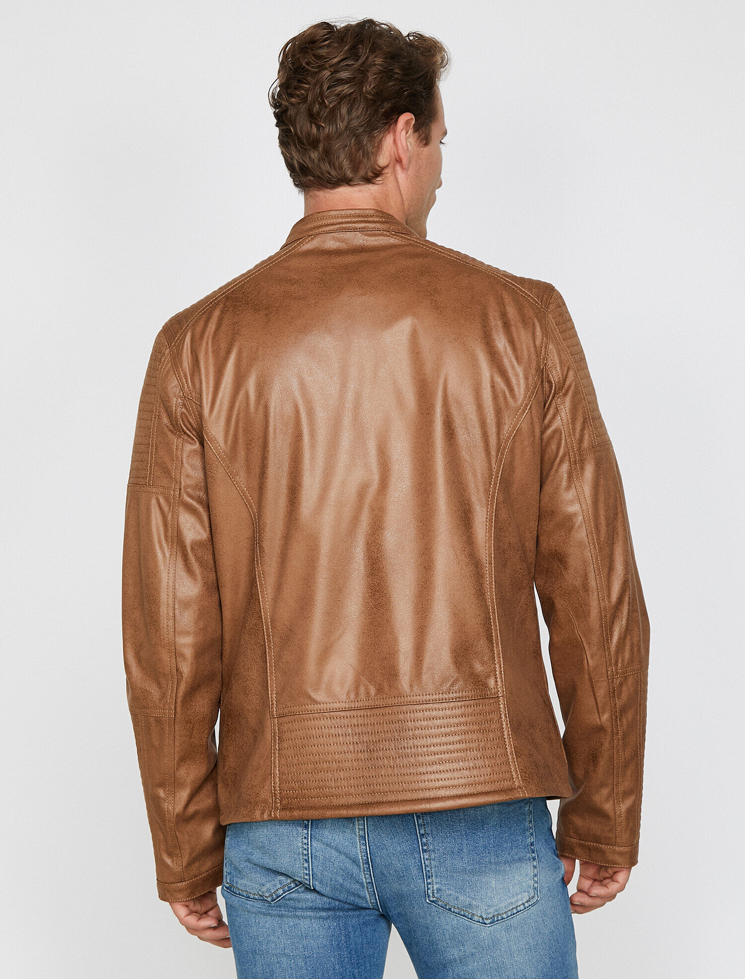   Deri Görünümlü Mont