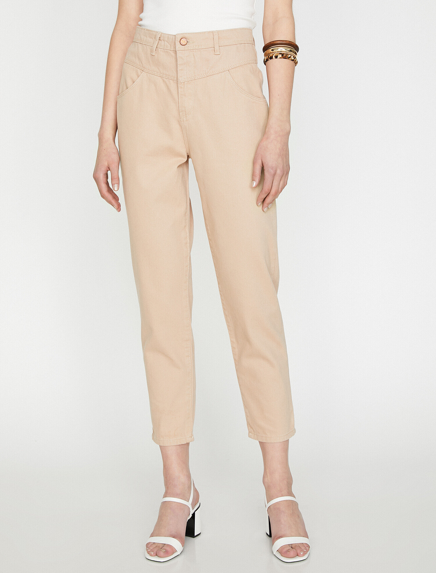   Kot Pantolon Rahat Kesim Yüksek Bel Hafif Dar Paça