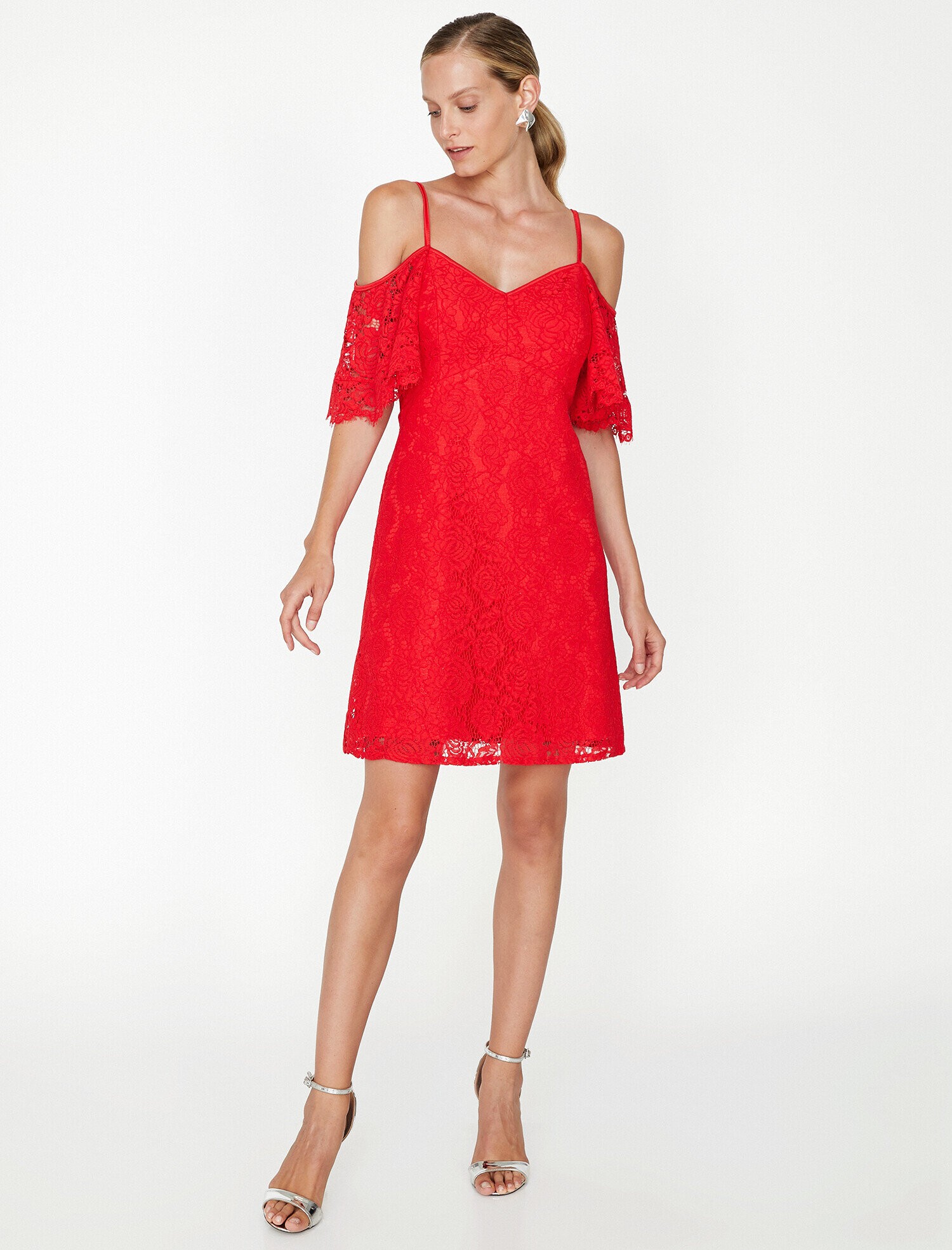   Dantel Detaylı Abiye Elbise