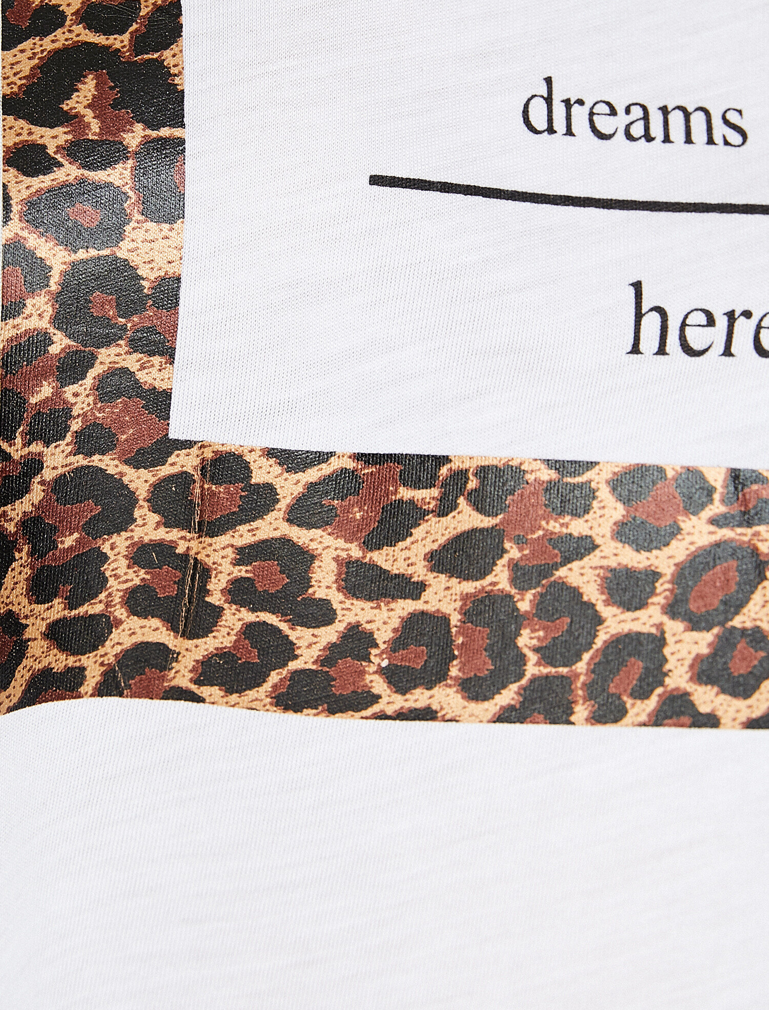   Leopar Detaylı Slogan Baskılı Geniş Kalıp Bisiklet Yaka Tişört