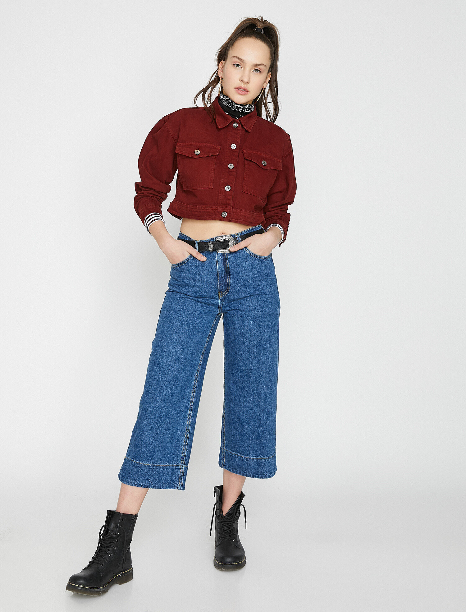   Cep Detaylı Jean Ceket