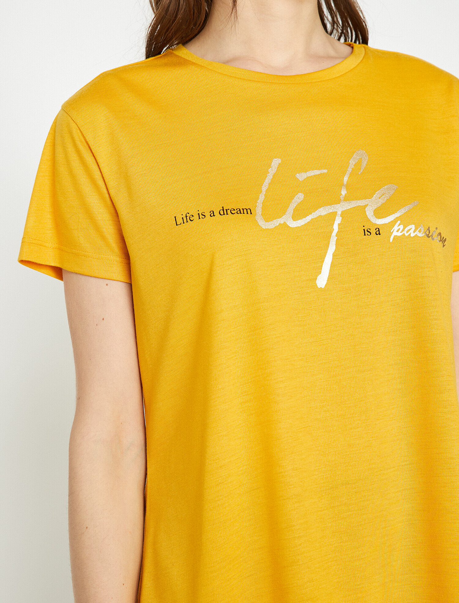   Varak Yazı Baskılı Bisikler Yaka Standart Kalıp Tişört