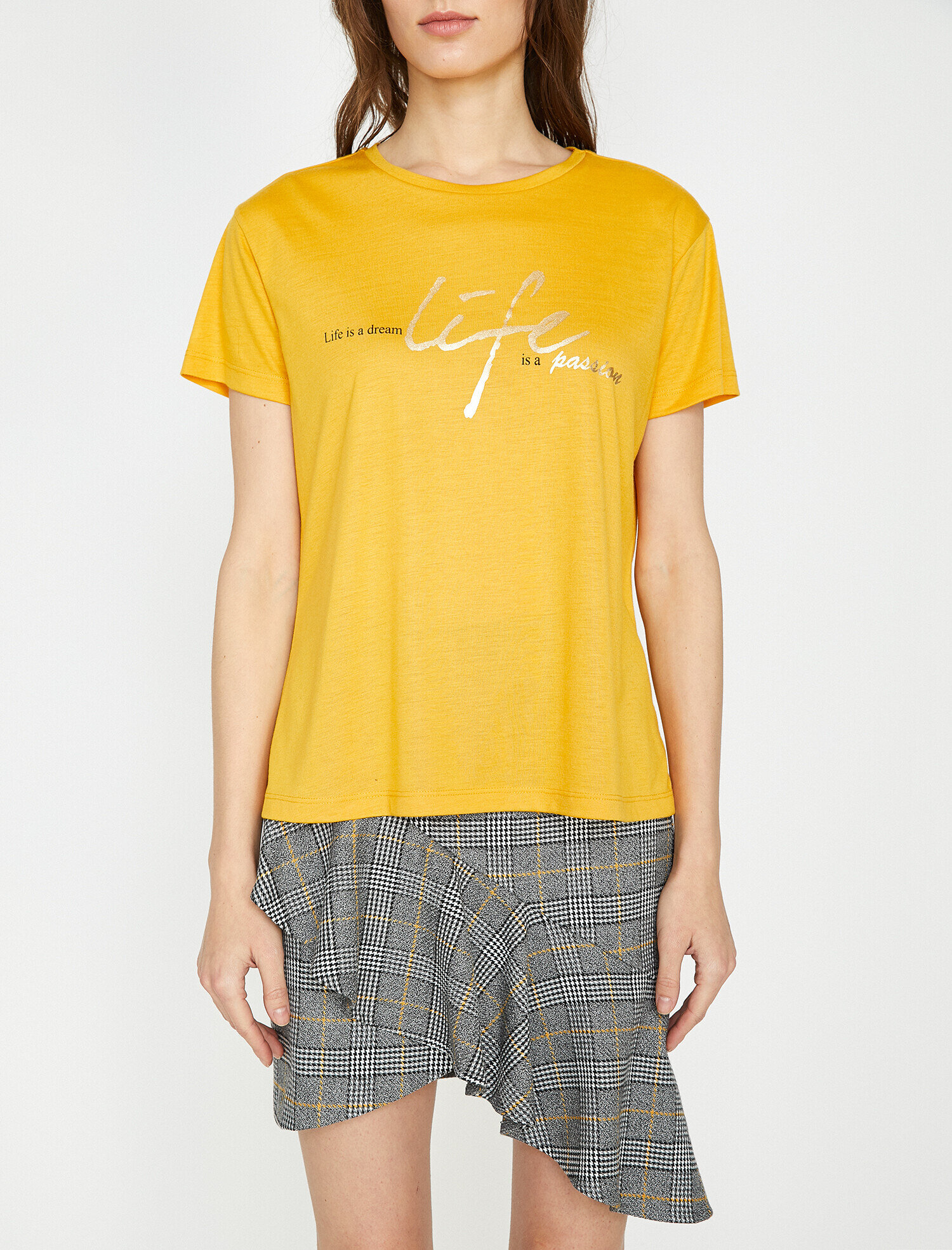   Varak Yazı Baskılı Bisikler Yaka Standart Kalıp Tişört