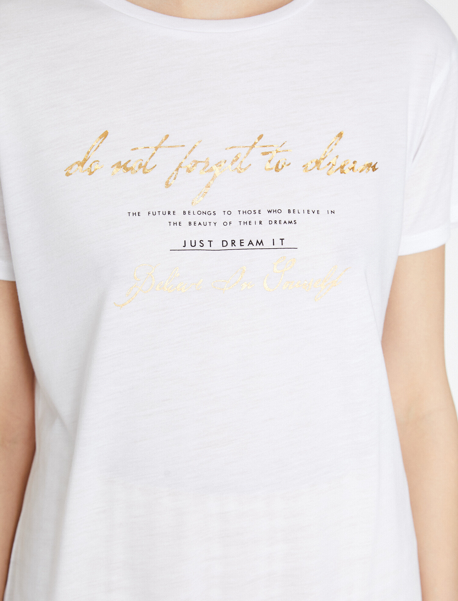   Varak Yazı Baskılı Bisiklet Yaka Standart Kalıp Tişört