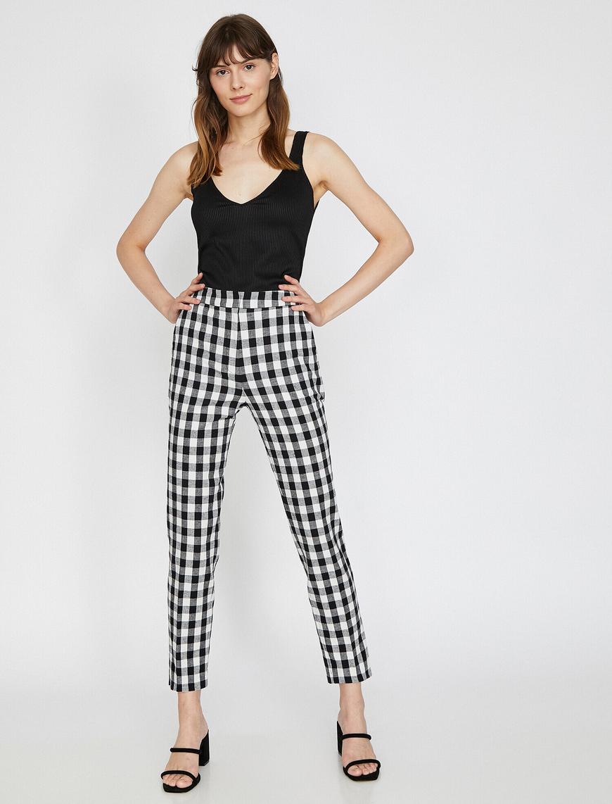   Dama Desenli Slim Fit Pantolon