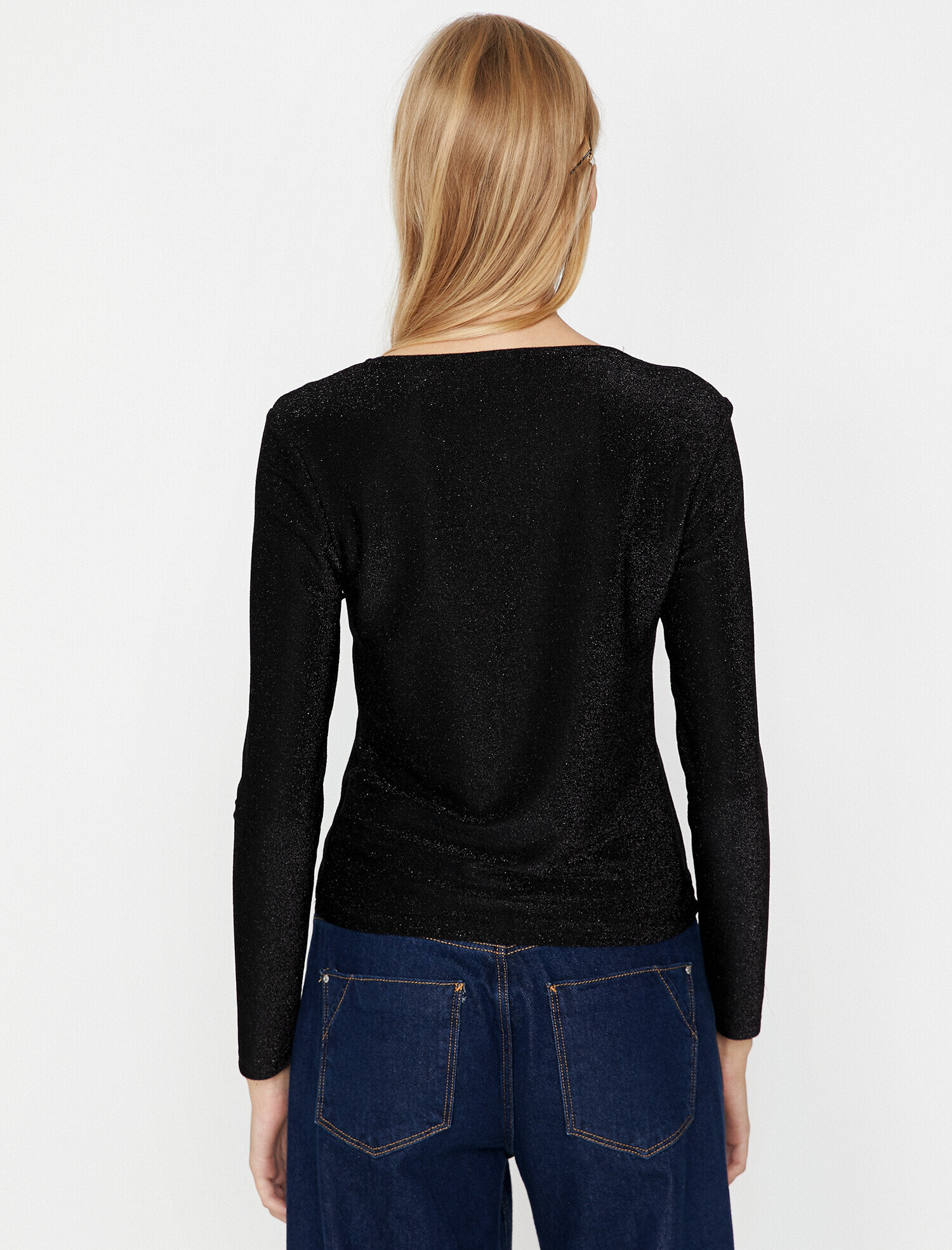   Simli Abiye Bluz Tül Detaylı