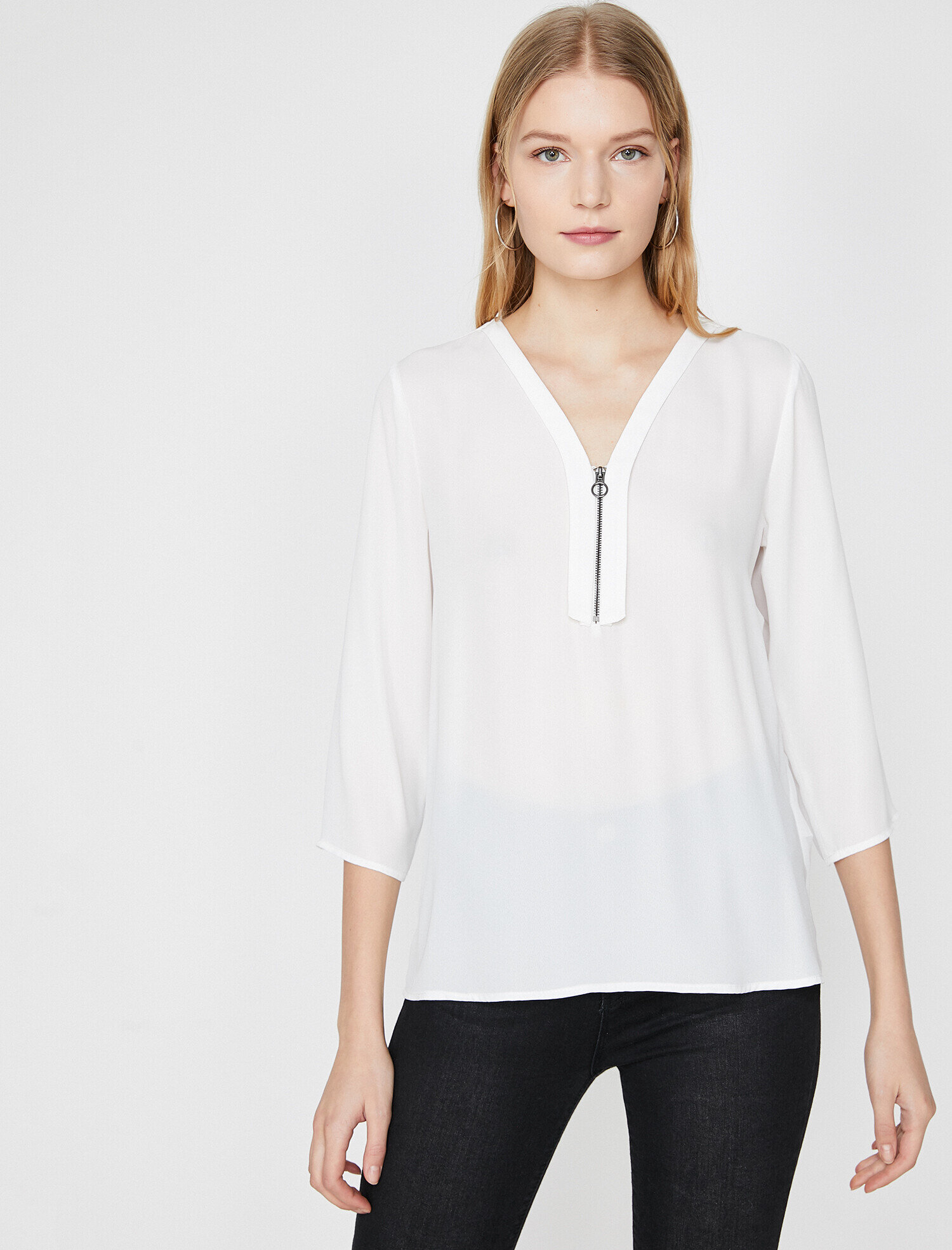   Fermuar Detaylı Bluz